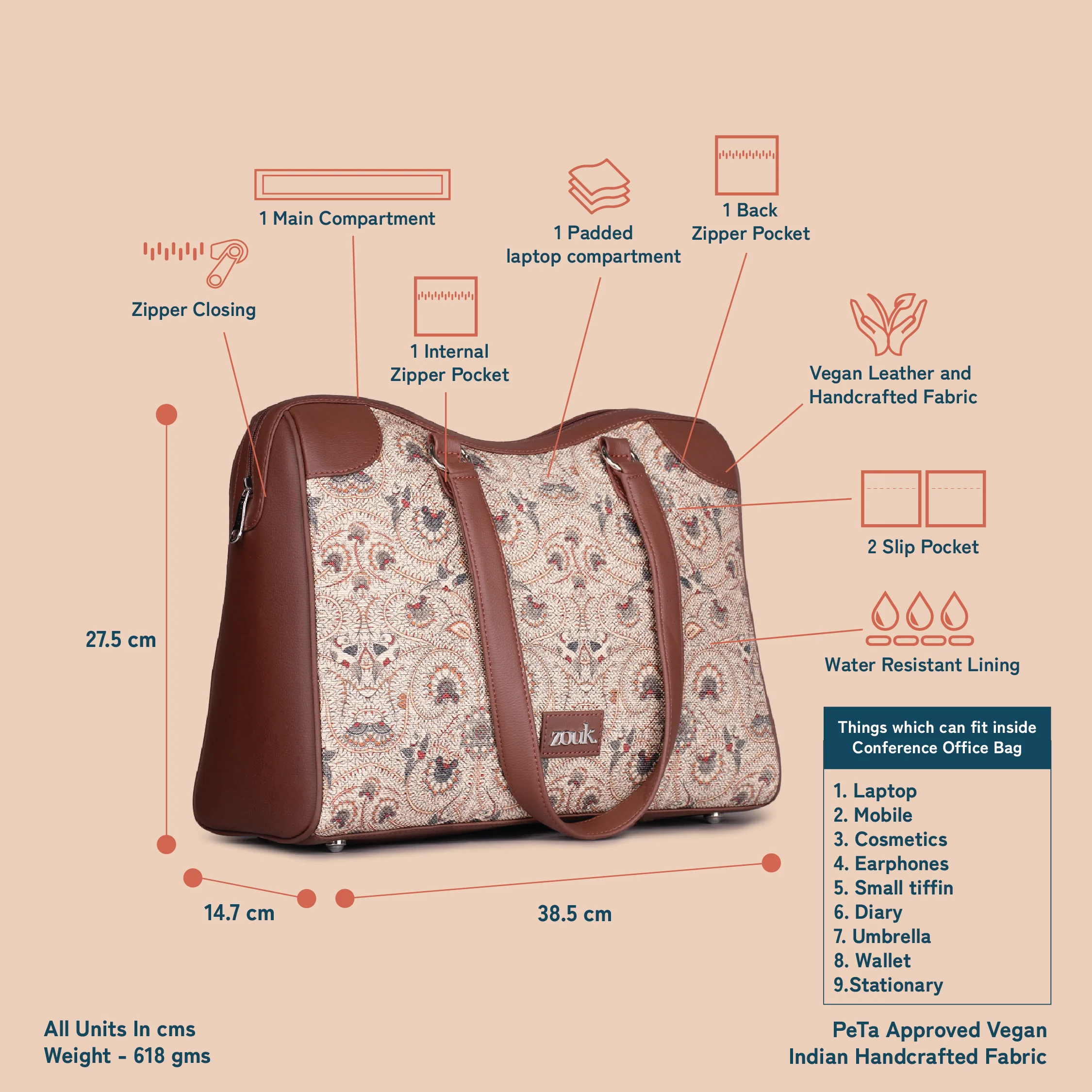 Pedana Kalamkari Conference Office Bag - Image 5