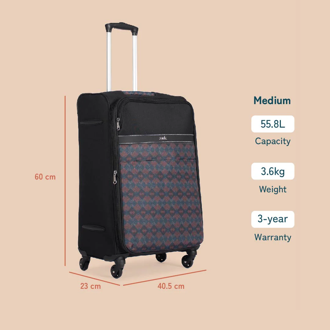 Periyar Waves Avasa Trolley Bag - Black (Medium) - Image 4
