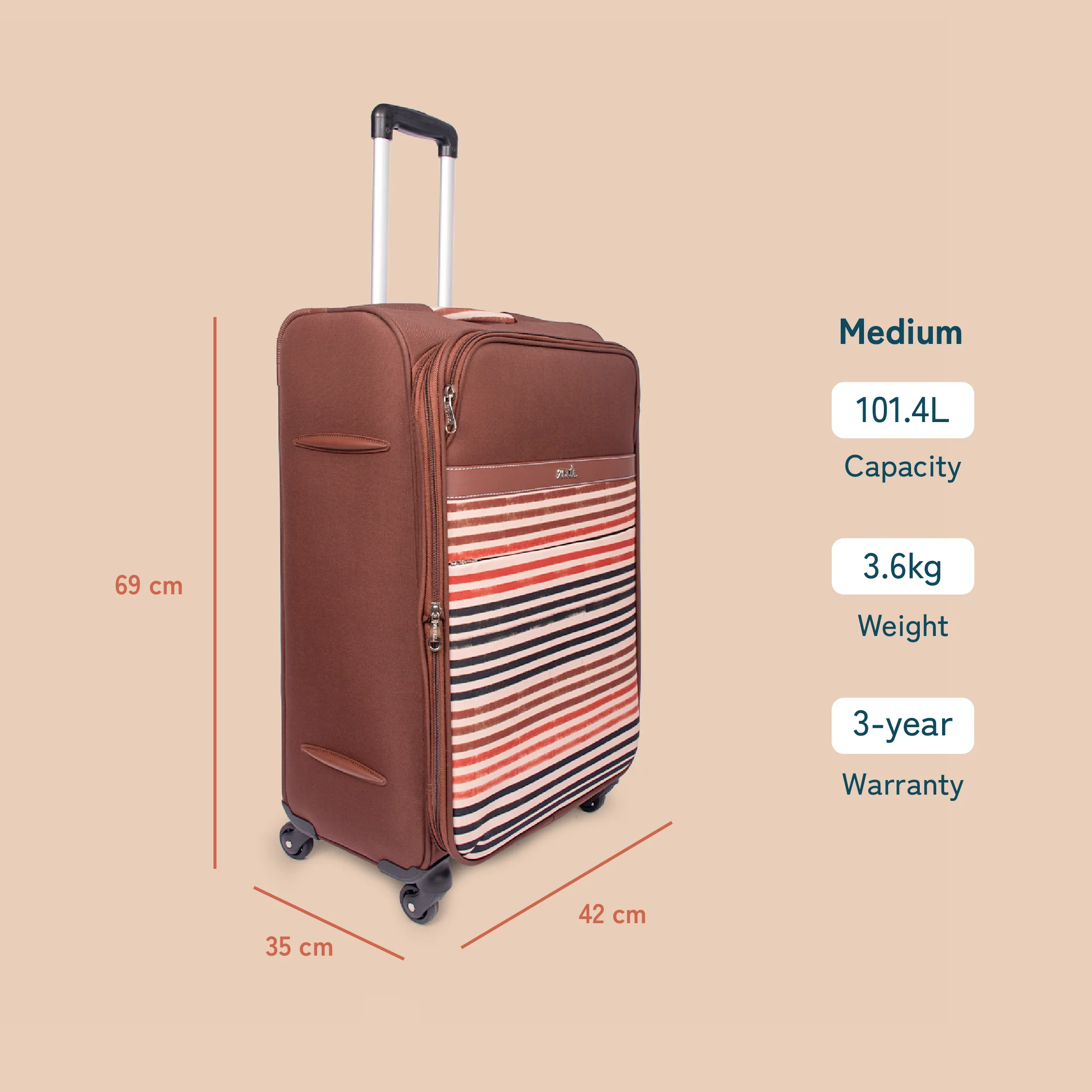 Qutub Stripes Avasa Trolley Bag Combo (Medium & Large) - Image 2