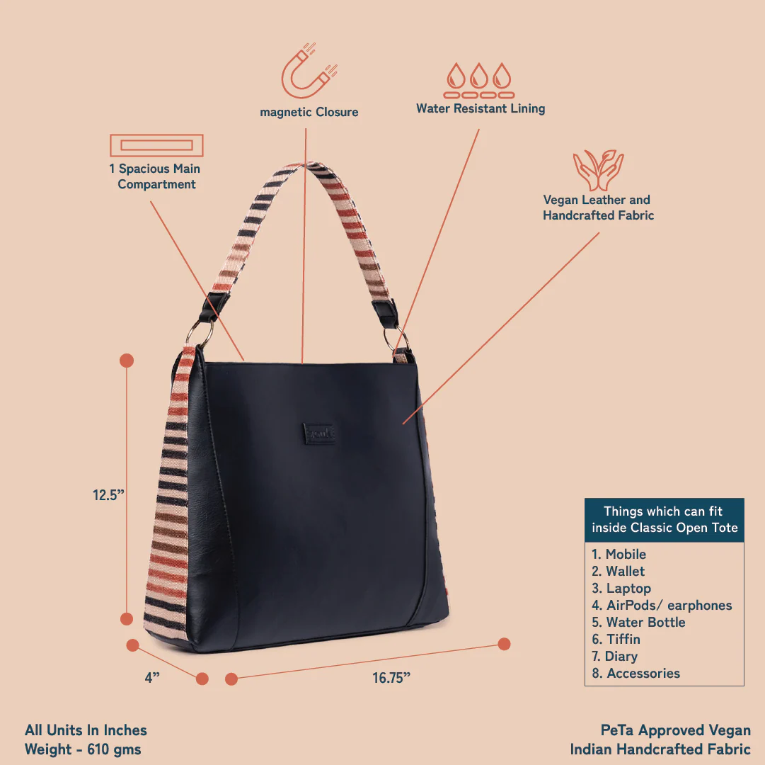 Qutub Stripes Classic Open Tote - Image 4