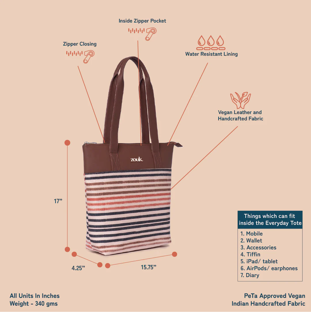 Qutub Stripes Everyday Tote Bag - Image 4