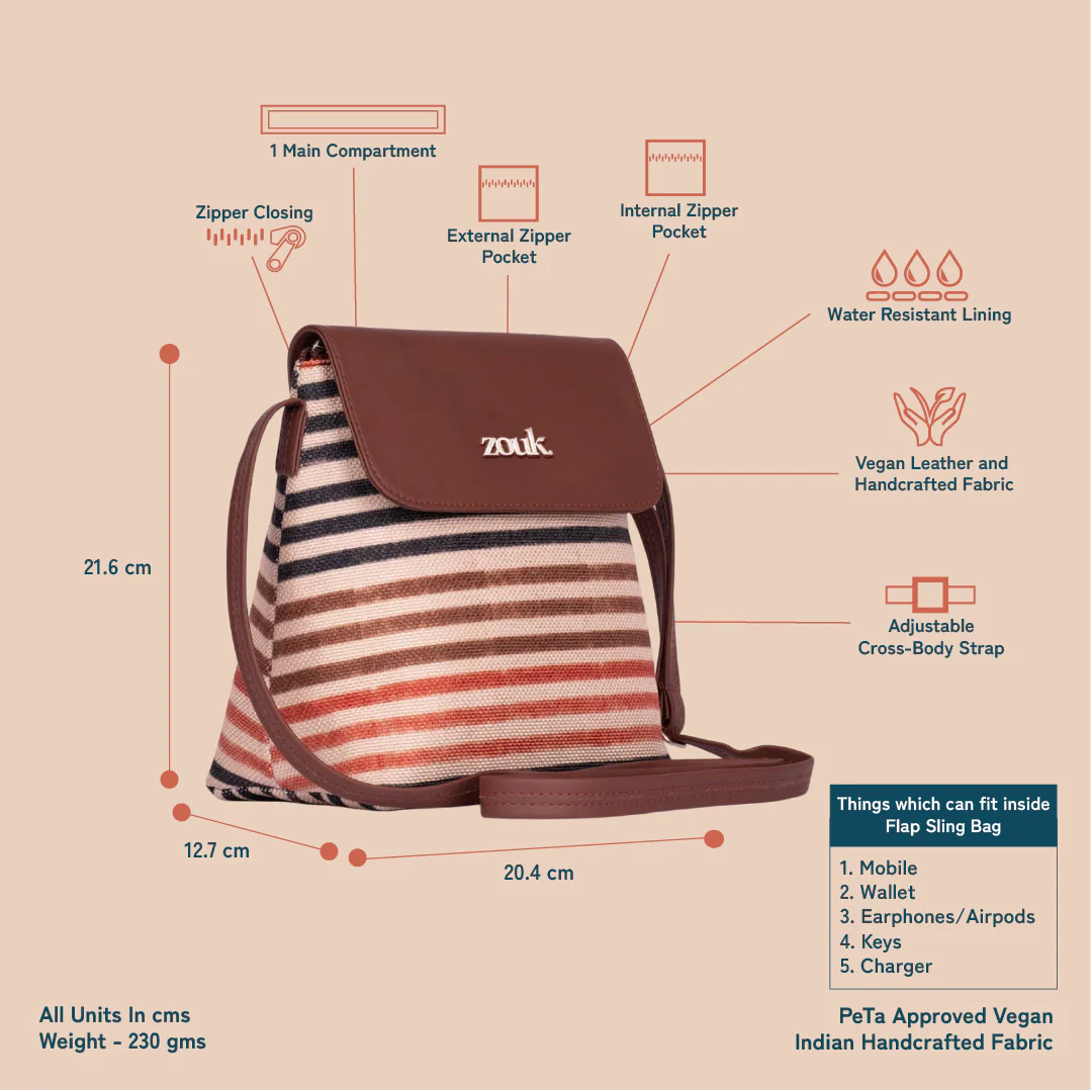 Qutub Stripes Flap Sling Bag - Image 4