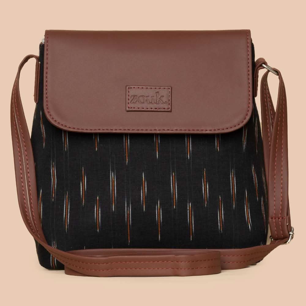 Qutub Stripes & Ikat GreRe - Women's Work Bag & Flap Sling Bag Combo - Image 5