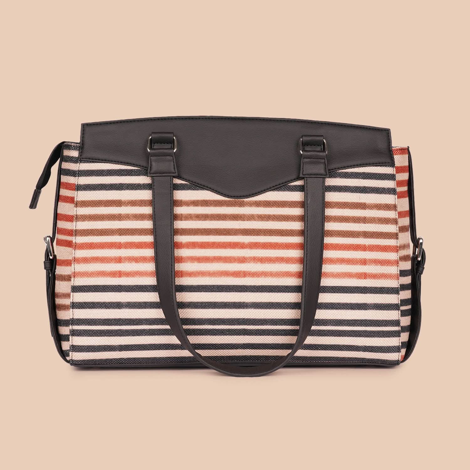 Qutub Stripes & Multicolor Mandala Print - Women's Work Bag & Chain Wallet Combo - Image 3