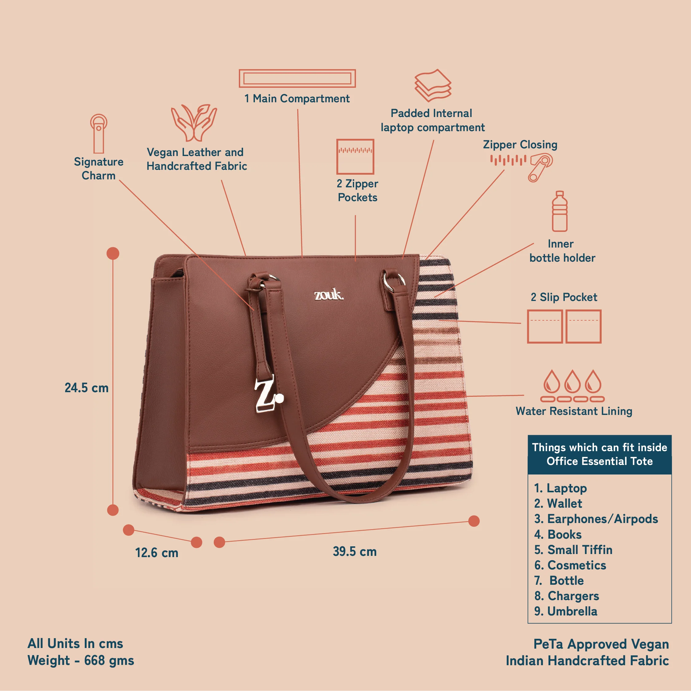 Qutub Stripes Office Essential  Bag - Image 5