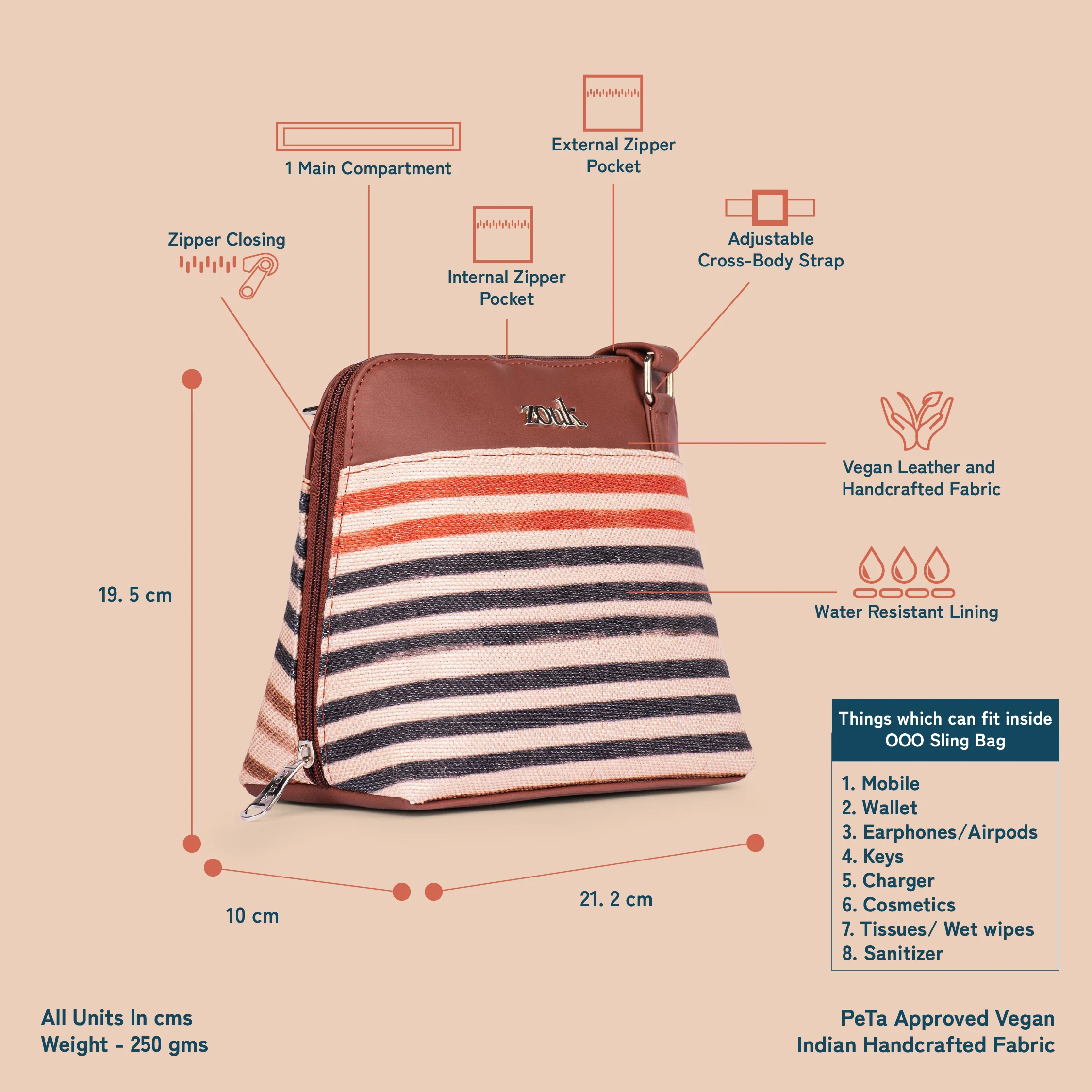 Qutub Stripes OOO Sling Bag - Image 5