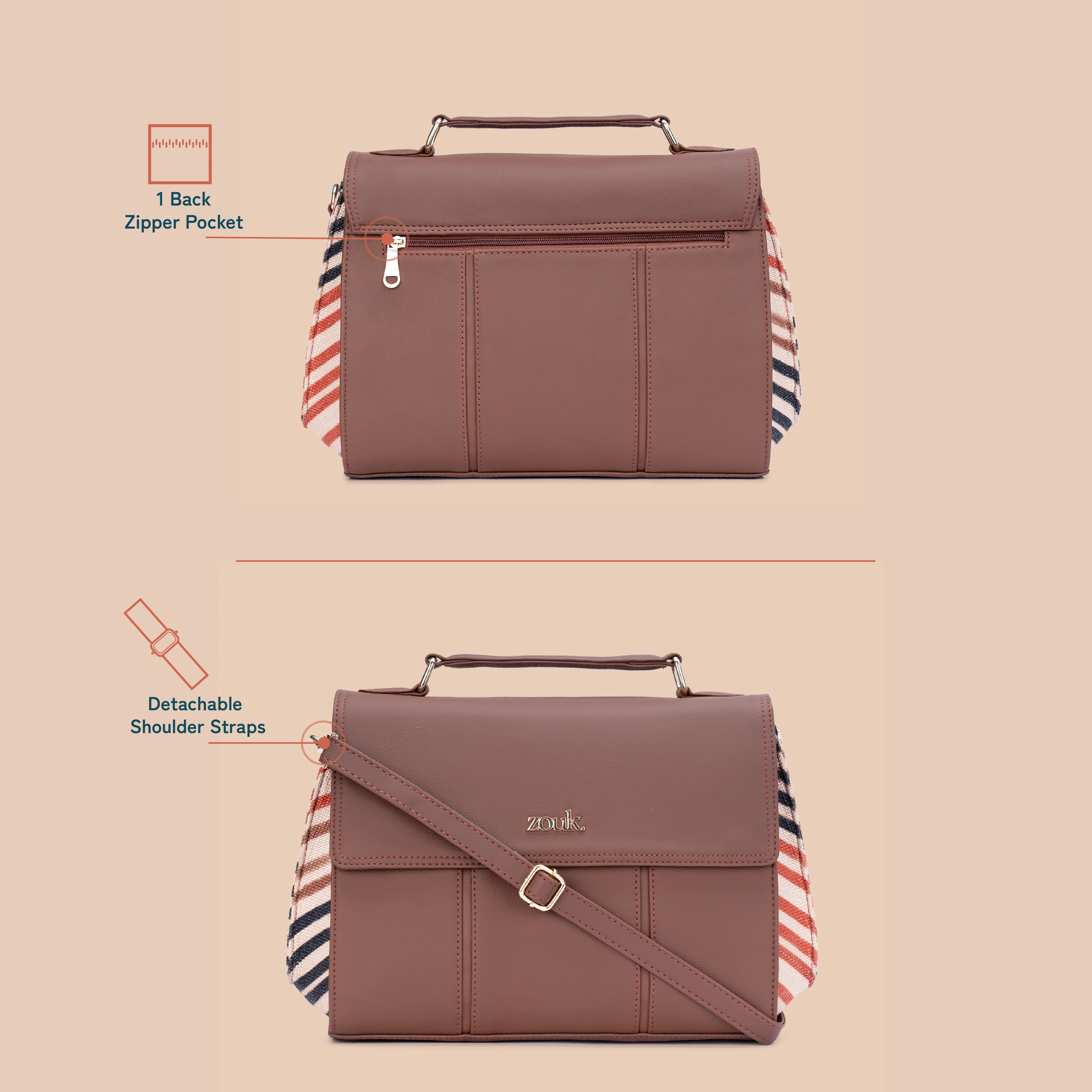 Rhea Kapoor Satchel Bag - Qutub Stripes - Image 2