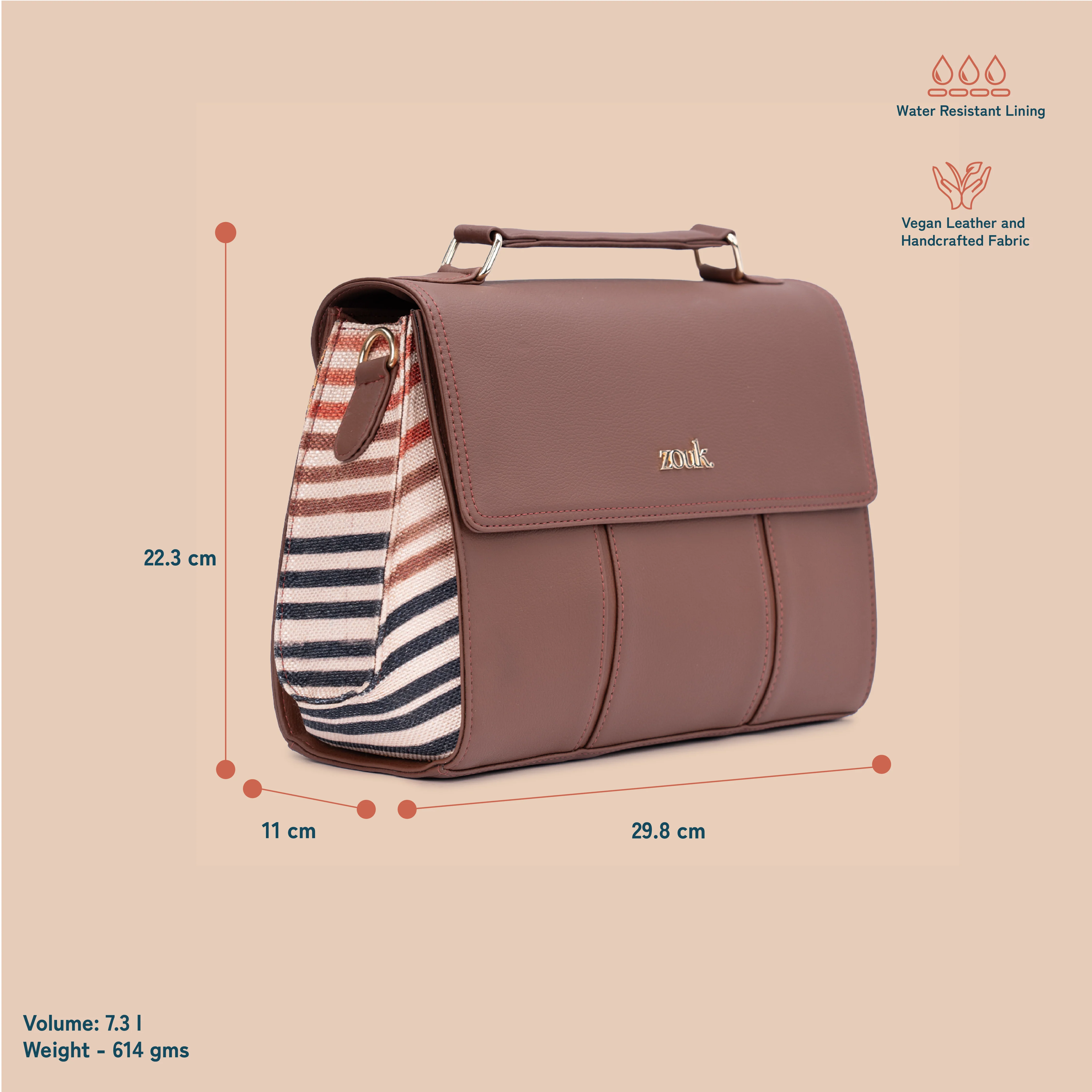 Rhea Kapoor Satchel Bag - Qutub Stripes - Image 3