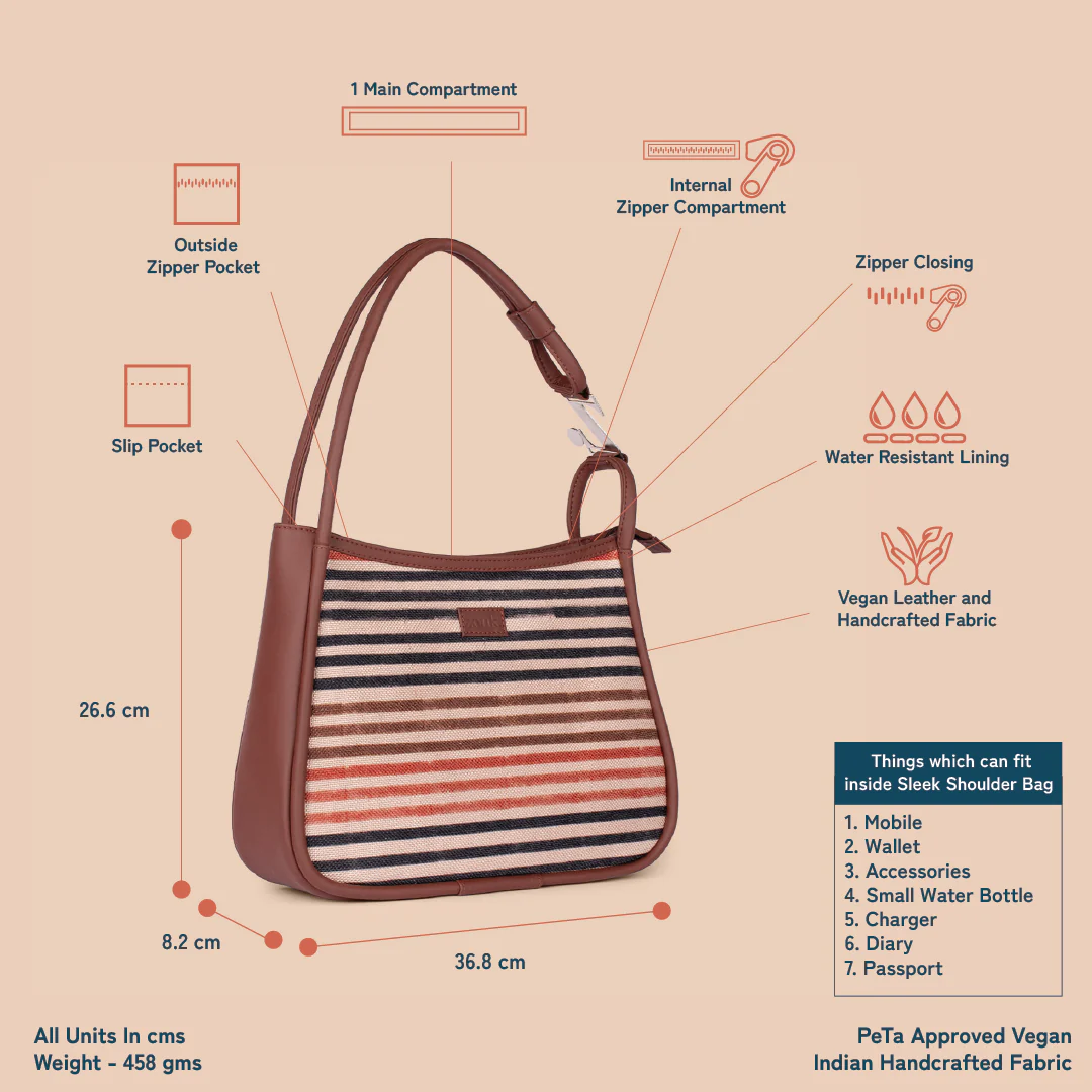 Qutub Stripes Sleek Shoulder Bag - Image 4