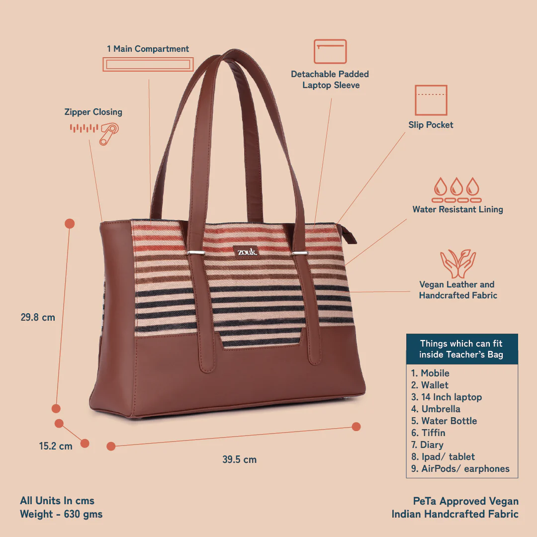 Zouk Qutub Stripes Maya Multitasker ToteĀ Bag - Image 6