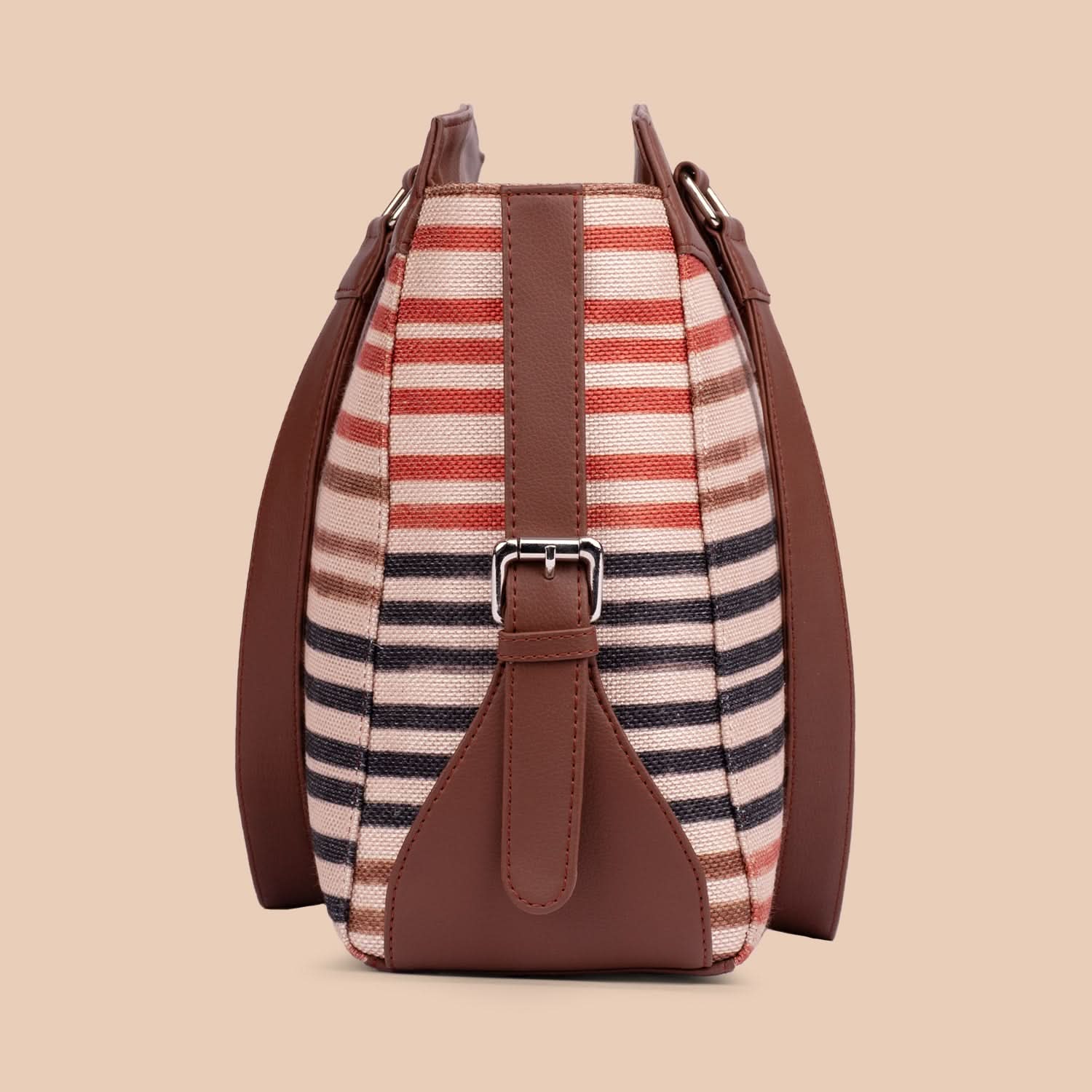 Qutub Stripes Women's Work Bag Brown - Image 9