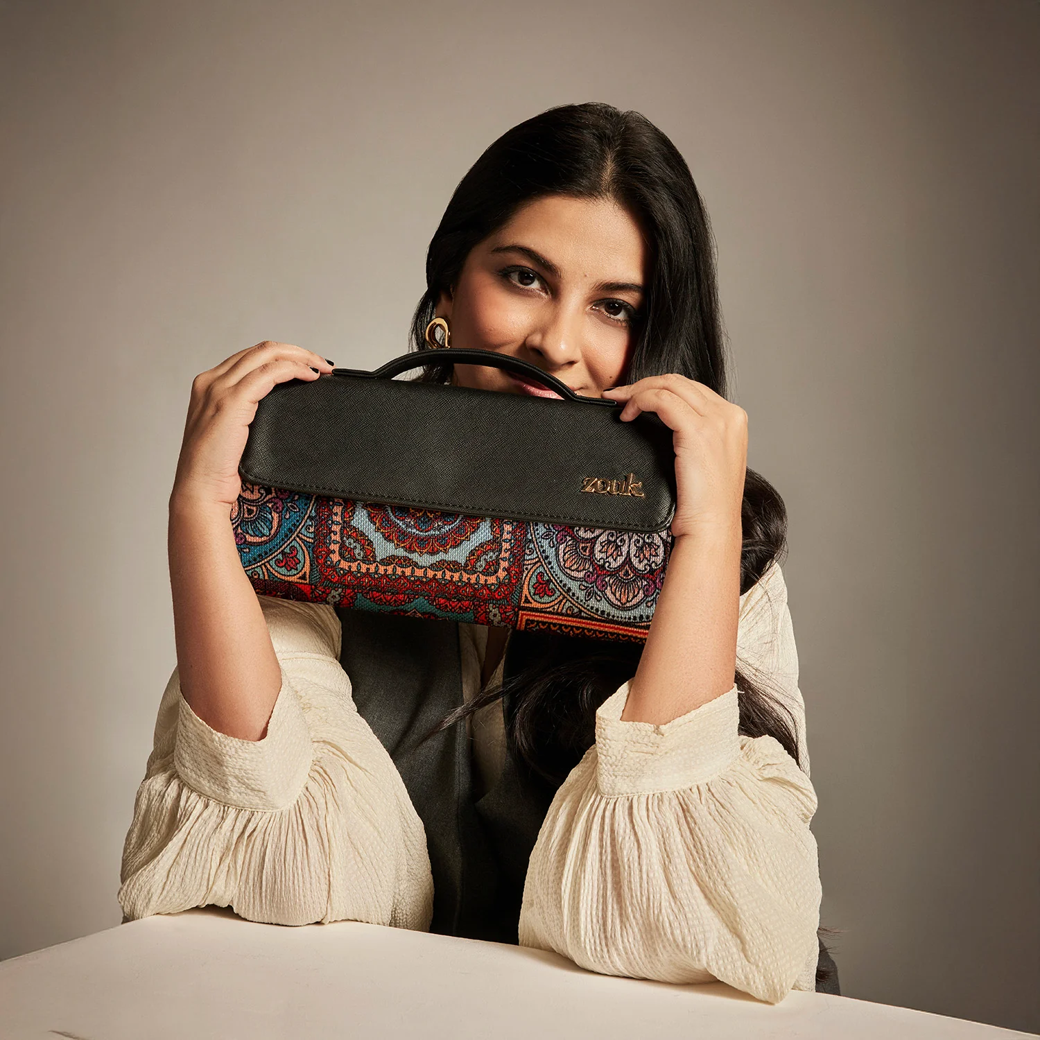 Rhea Kapoor Clutch - Multicolor Mandala Print