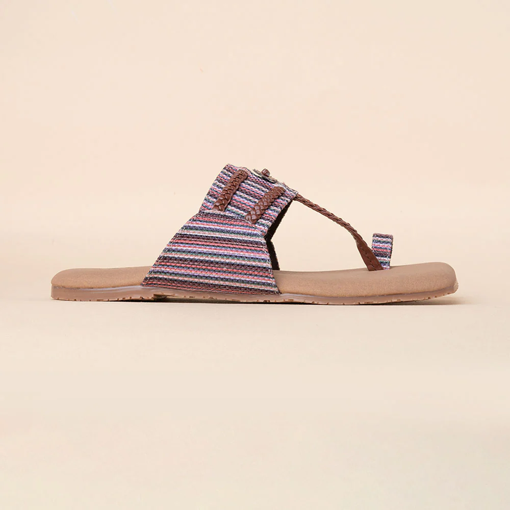 Rohtang Stripes Braided Kolhapuri Chappal - Image 10