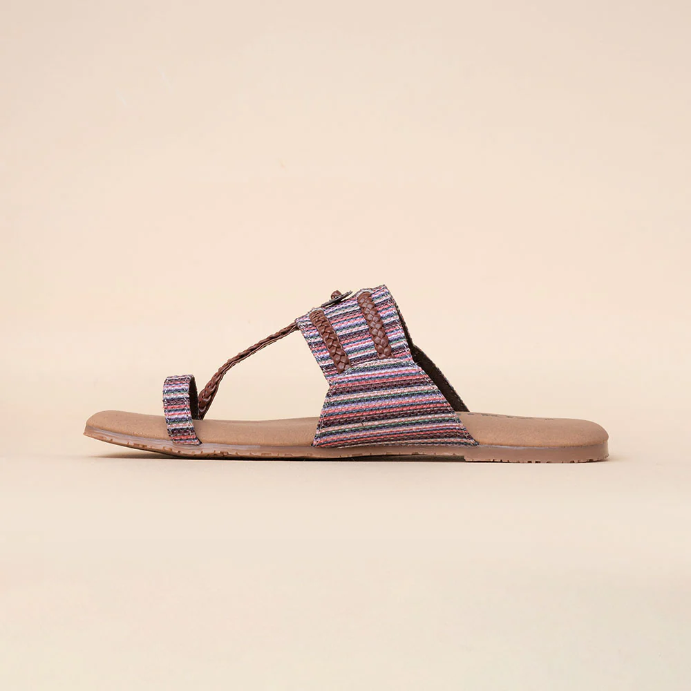 Rohtang Stripes Braided Kolhapuri Chappal - Image 7