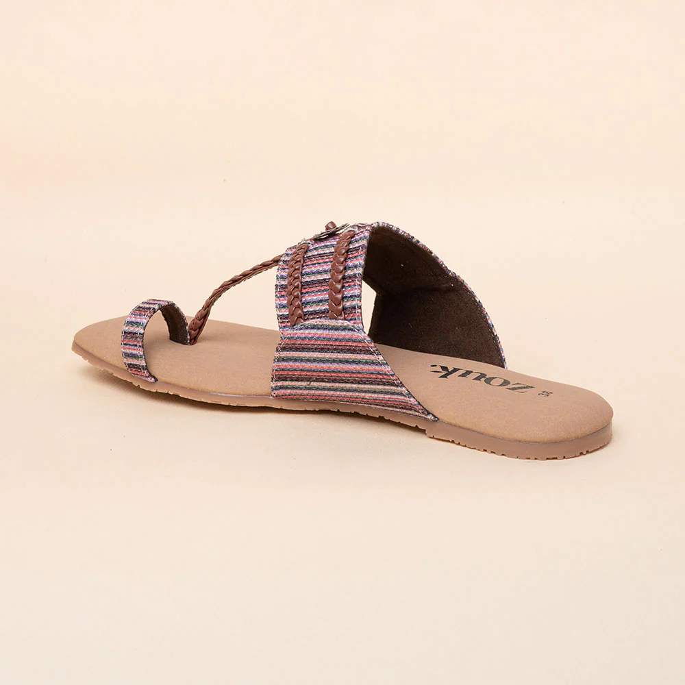 Rohtang Stripes Braided Kolhapuri Chappal - Image 9