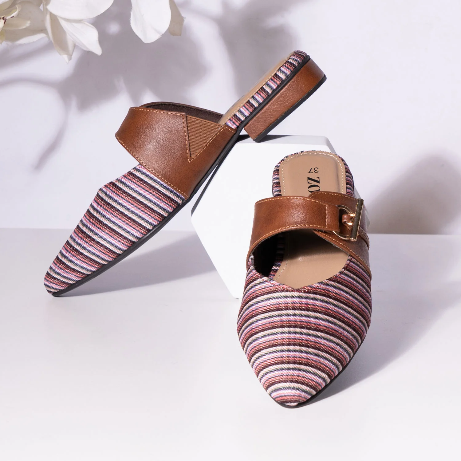 Rohtang Stripes Office Pointed Mule - Image 2