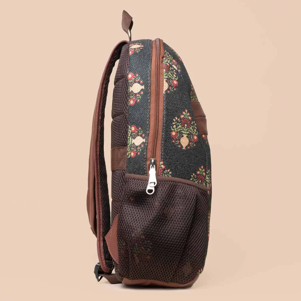 Royal Green Mogra Print Classic Backpack - Image 7