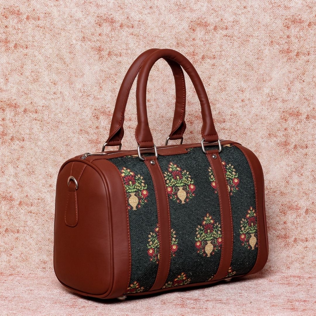 Royal Green Mogra Print Handbag - Image 4