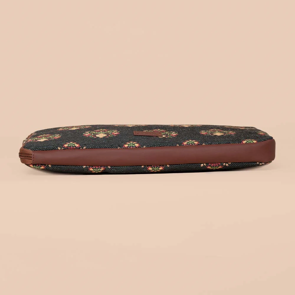 Royal Green Mogra Print L-Zippered Laptop Sleeve - Image 9