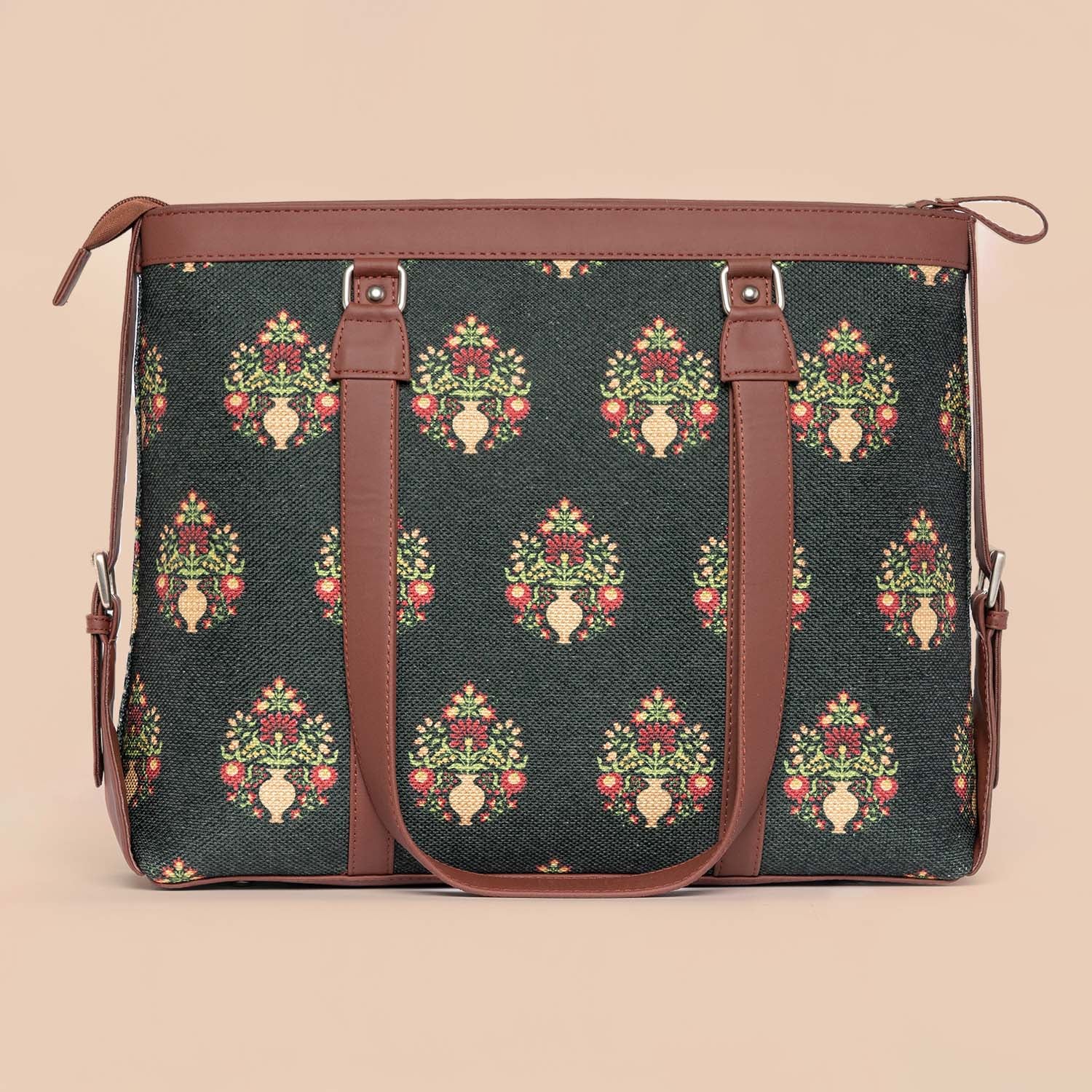 Royal Green Mogra Print Women's Office Bag - Image 2