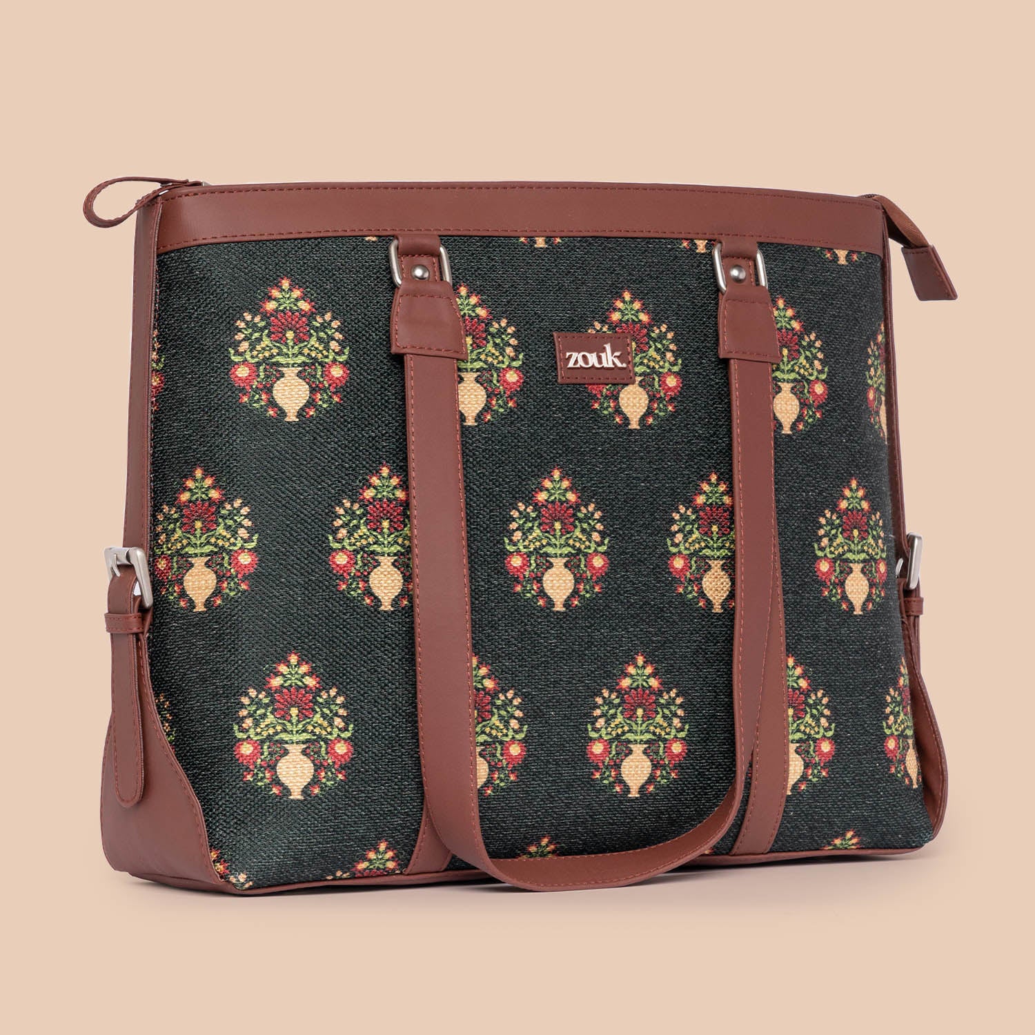 Royal Green Mogra Print Women's Office Bag - Image 3