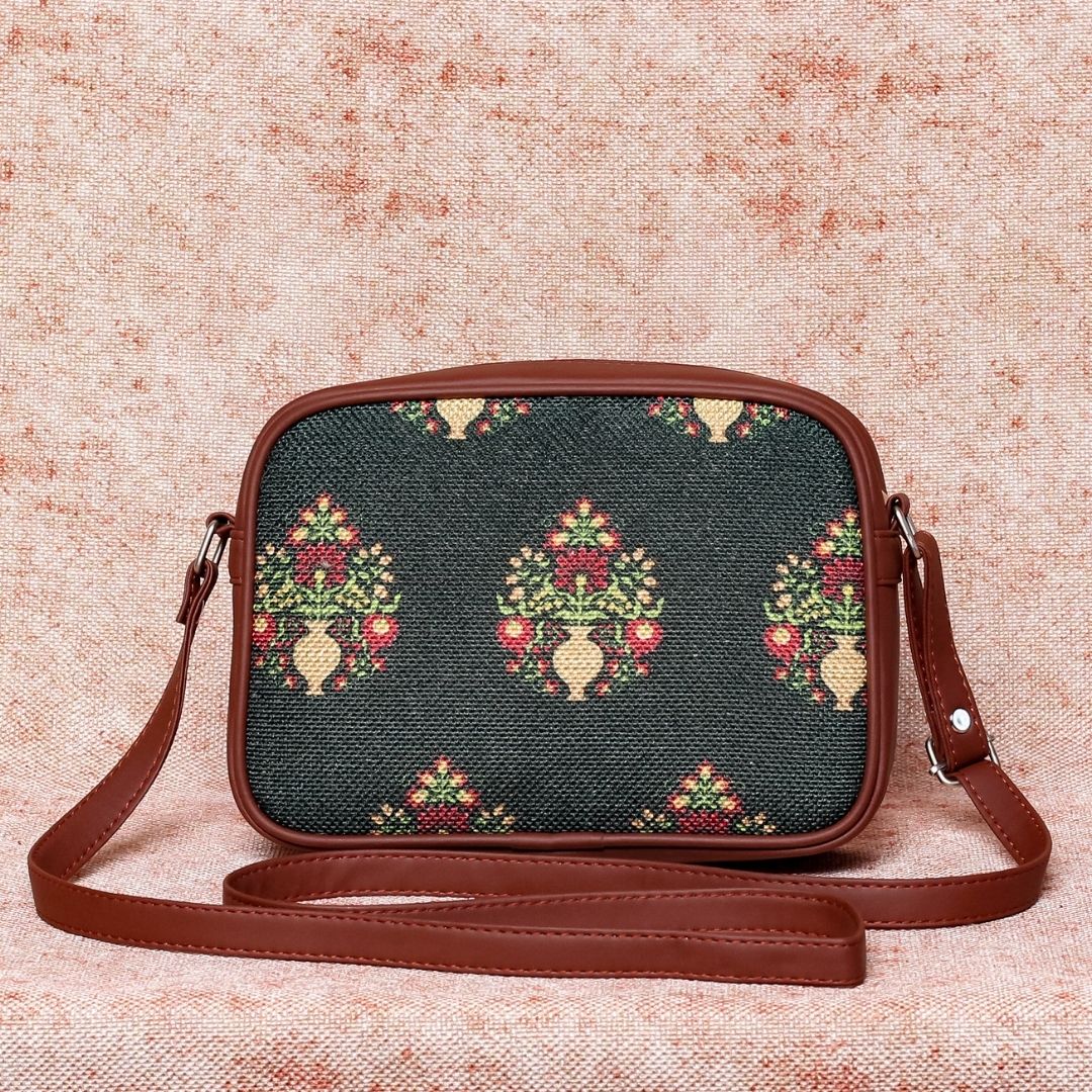 Royal Green Mogra Print Sling Bag - Image 3
