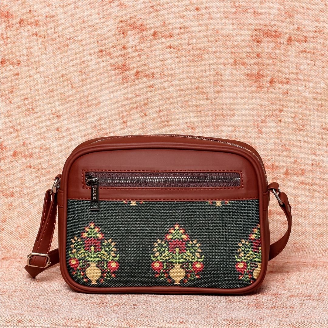 Royal Green Mogra Print Sling Bag - Image 4
