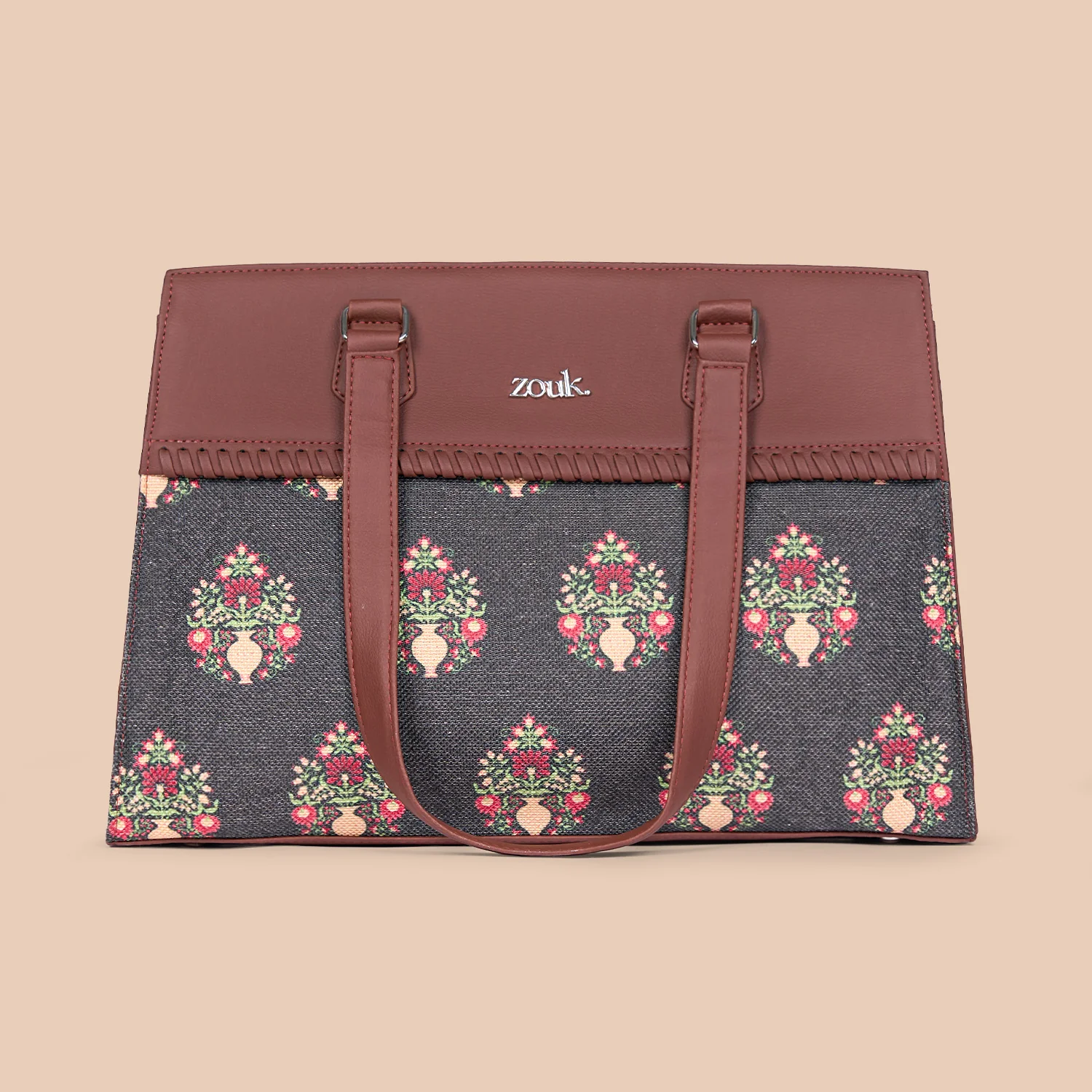 Royal Green Mogra Print Statement Business Bag - Image 2
