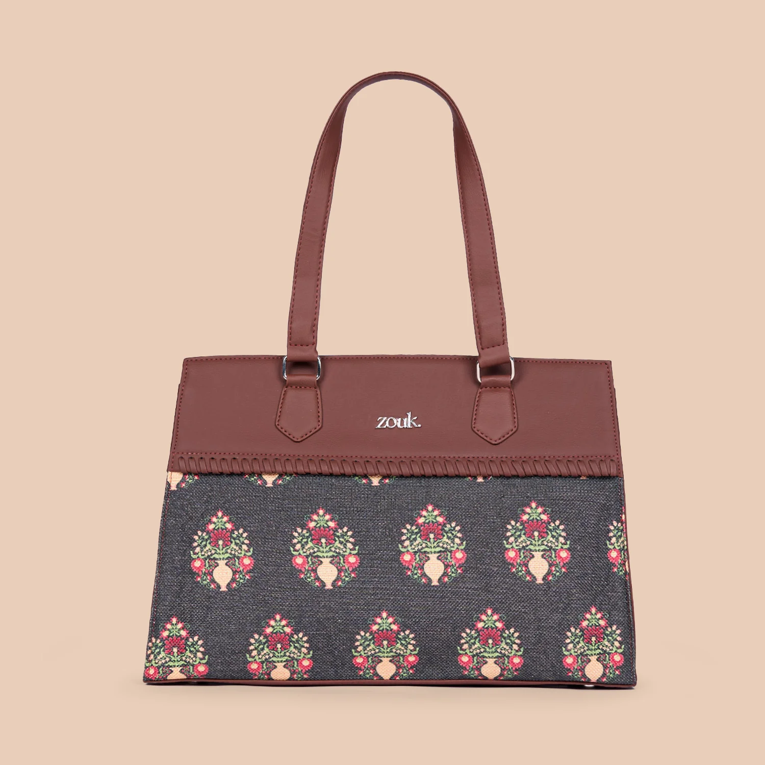 Royal Green Mogra Print Statement Business Bag - Image 3
