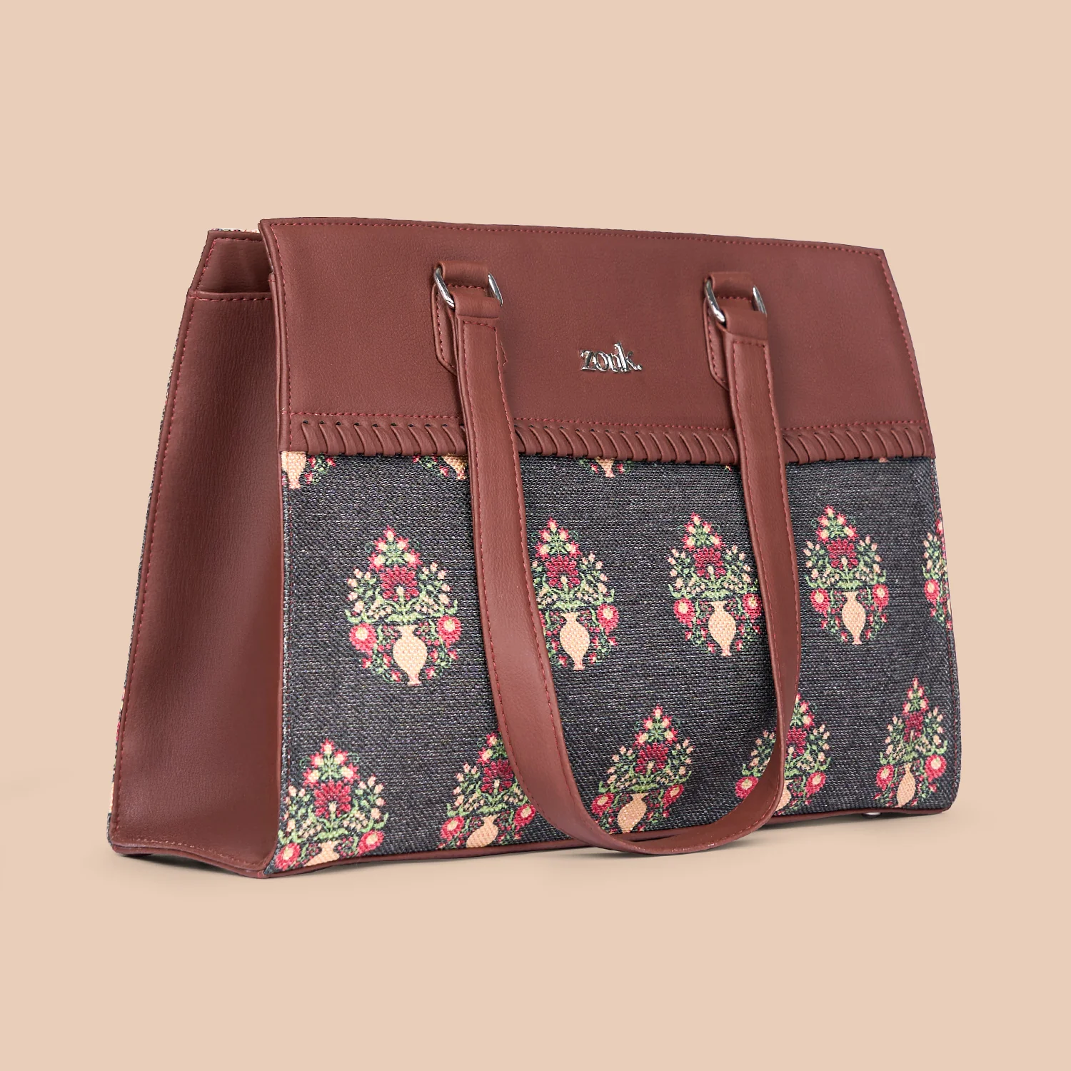 Royal Green Mogra Print Statement Business Bag - Image 5