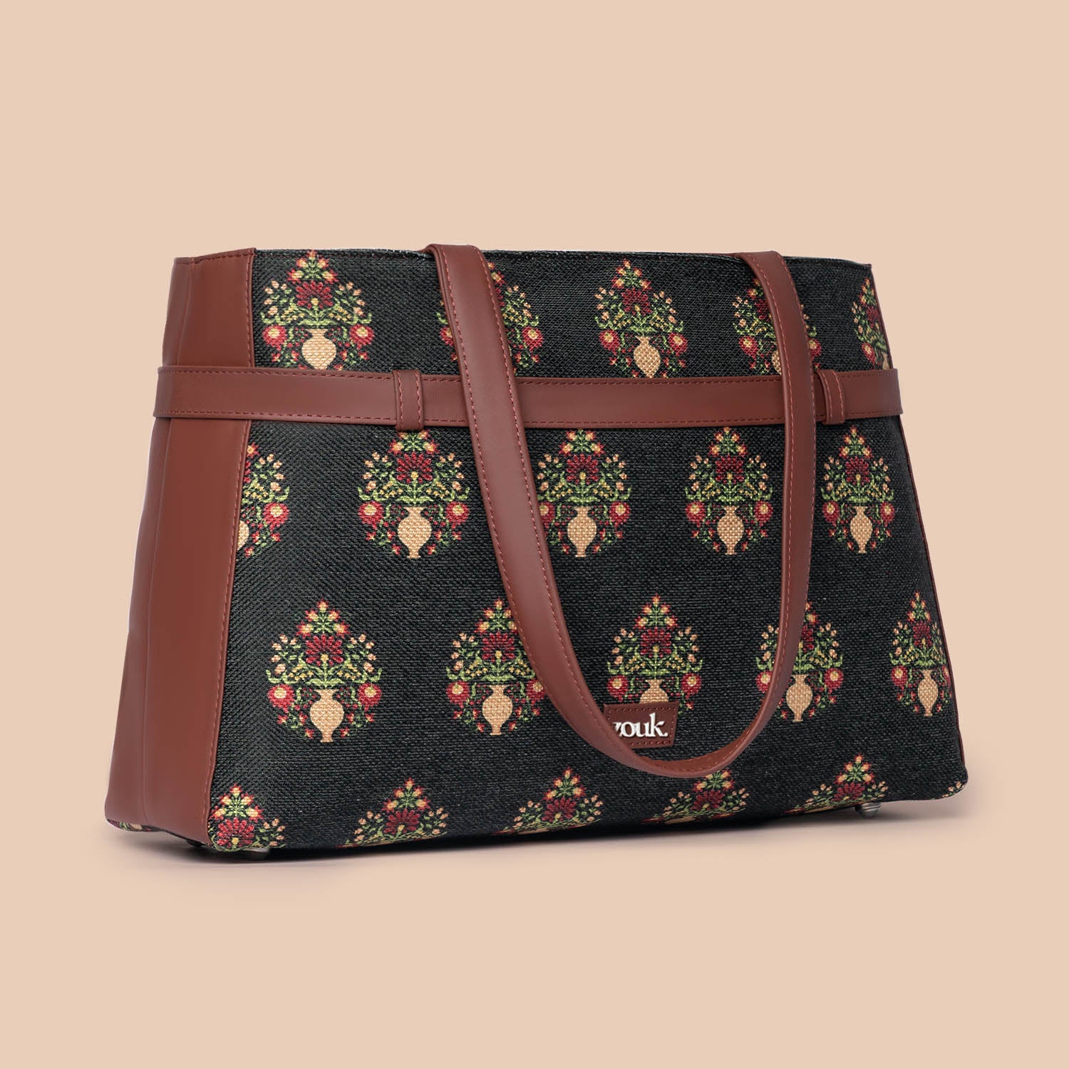 Royal Green Mogra Print Statement Office Bag - Image 5