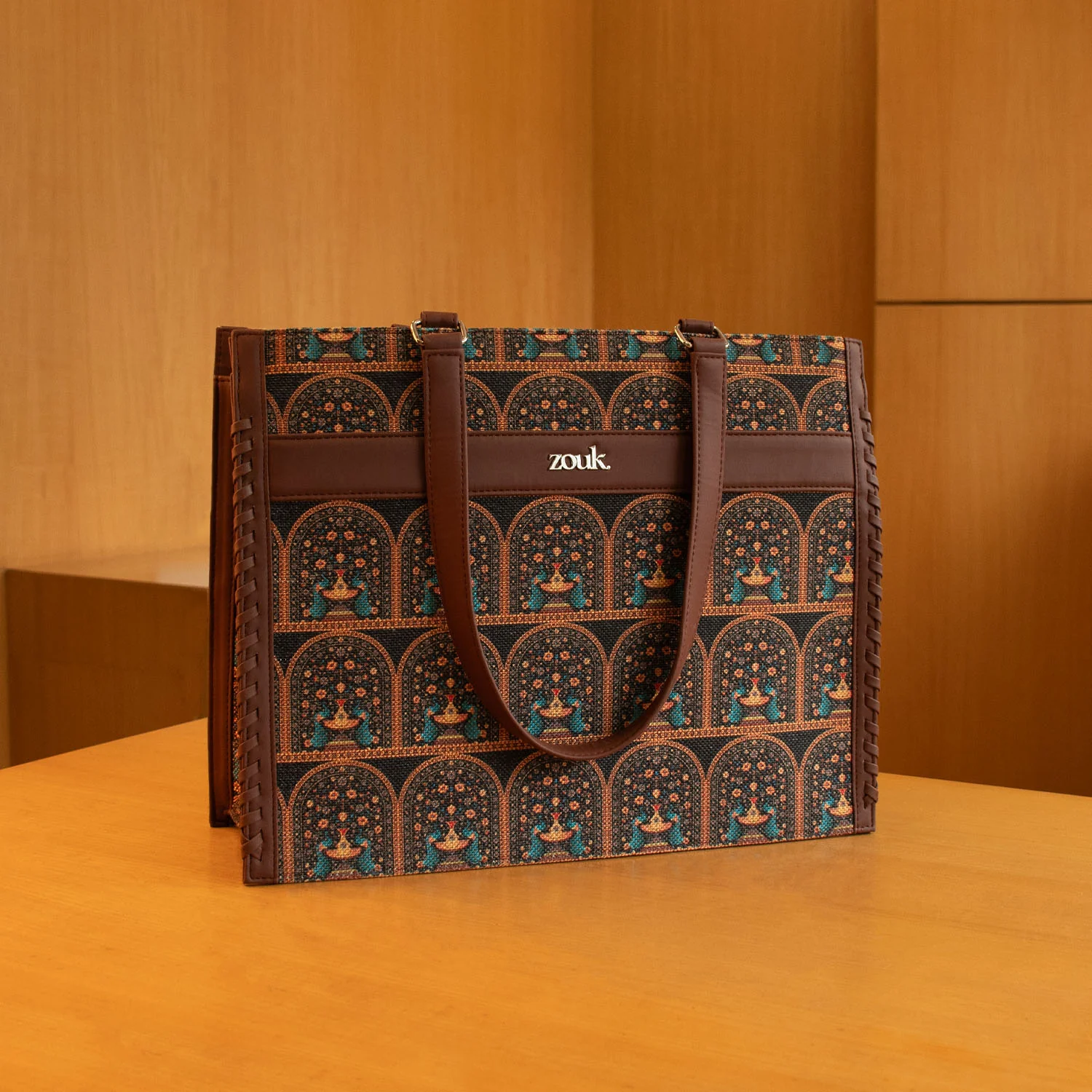 Royal Indian Peacock Motif Boardroom Office Bag - Image 2