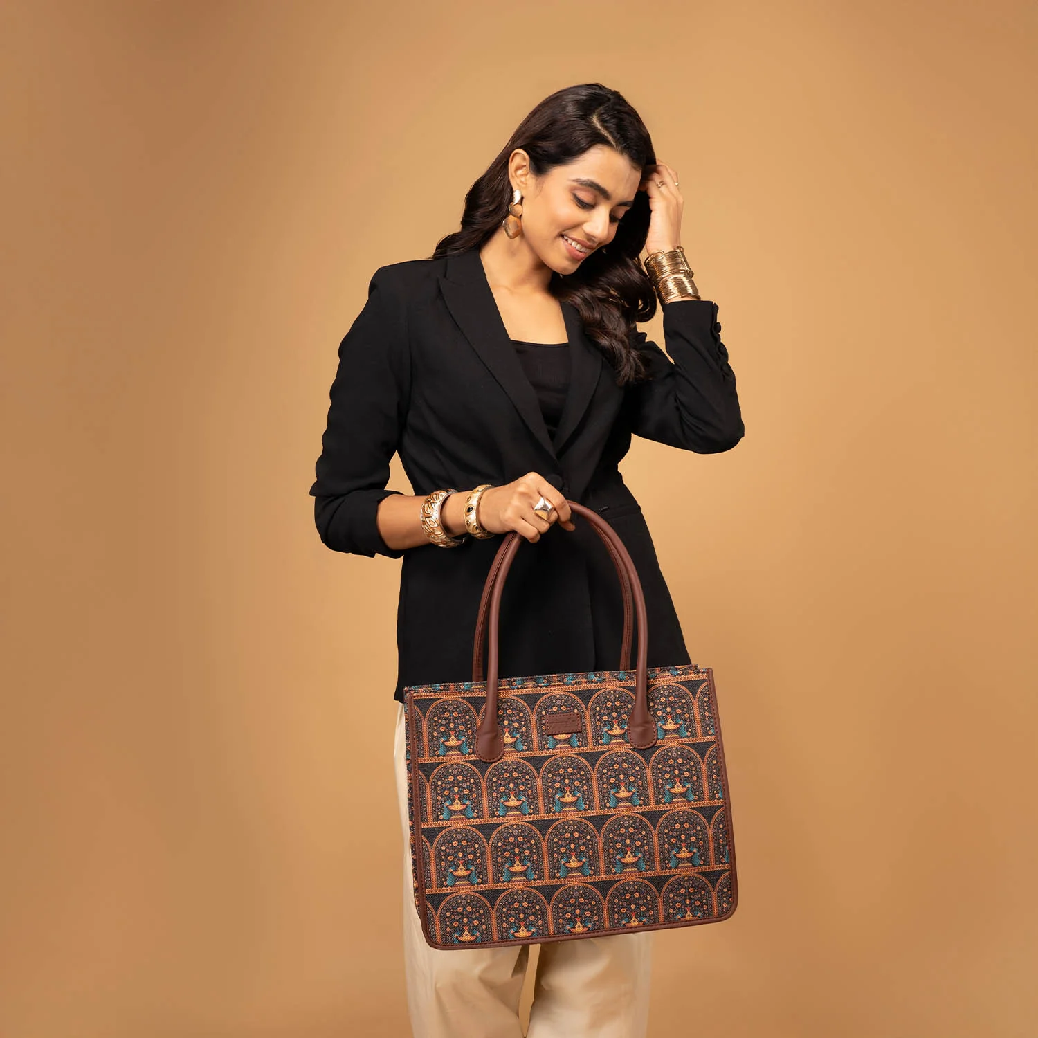 Royal Indian Peacock Motif Book Tote