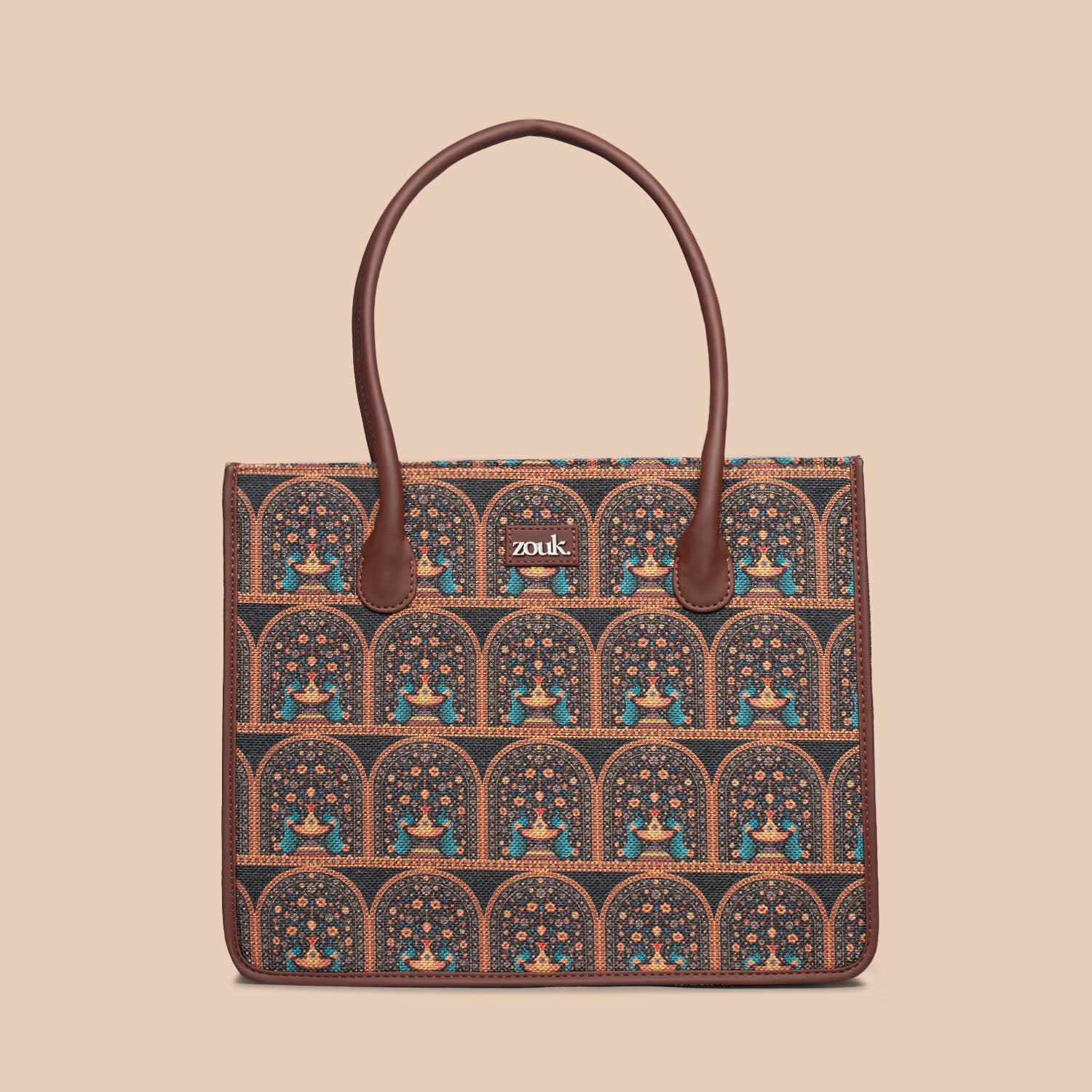 Royal Indian Peacock Motif Book Tote - Image 3