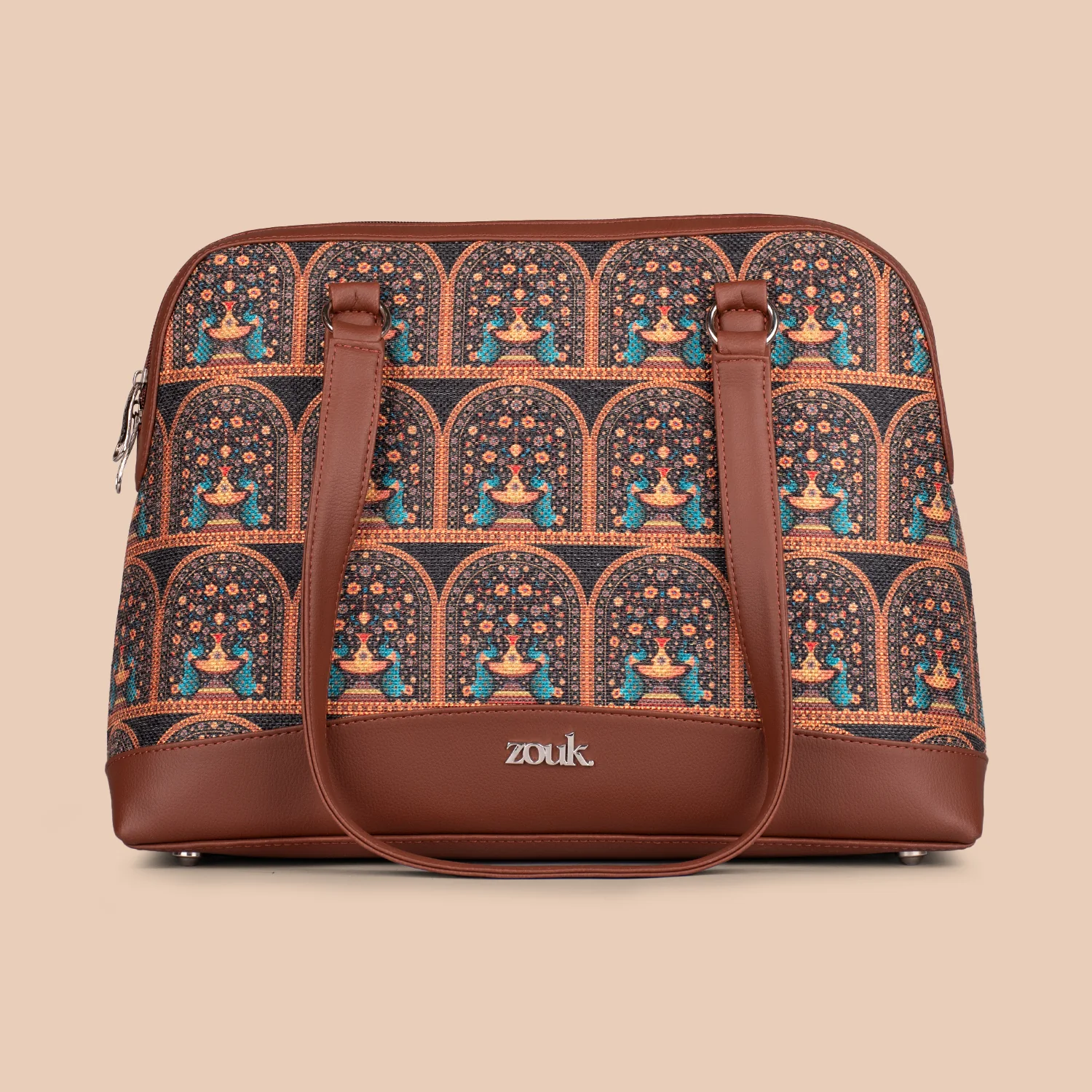 Royal Indian Peacock Motif Carry All Work Bag - Image 2