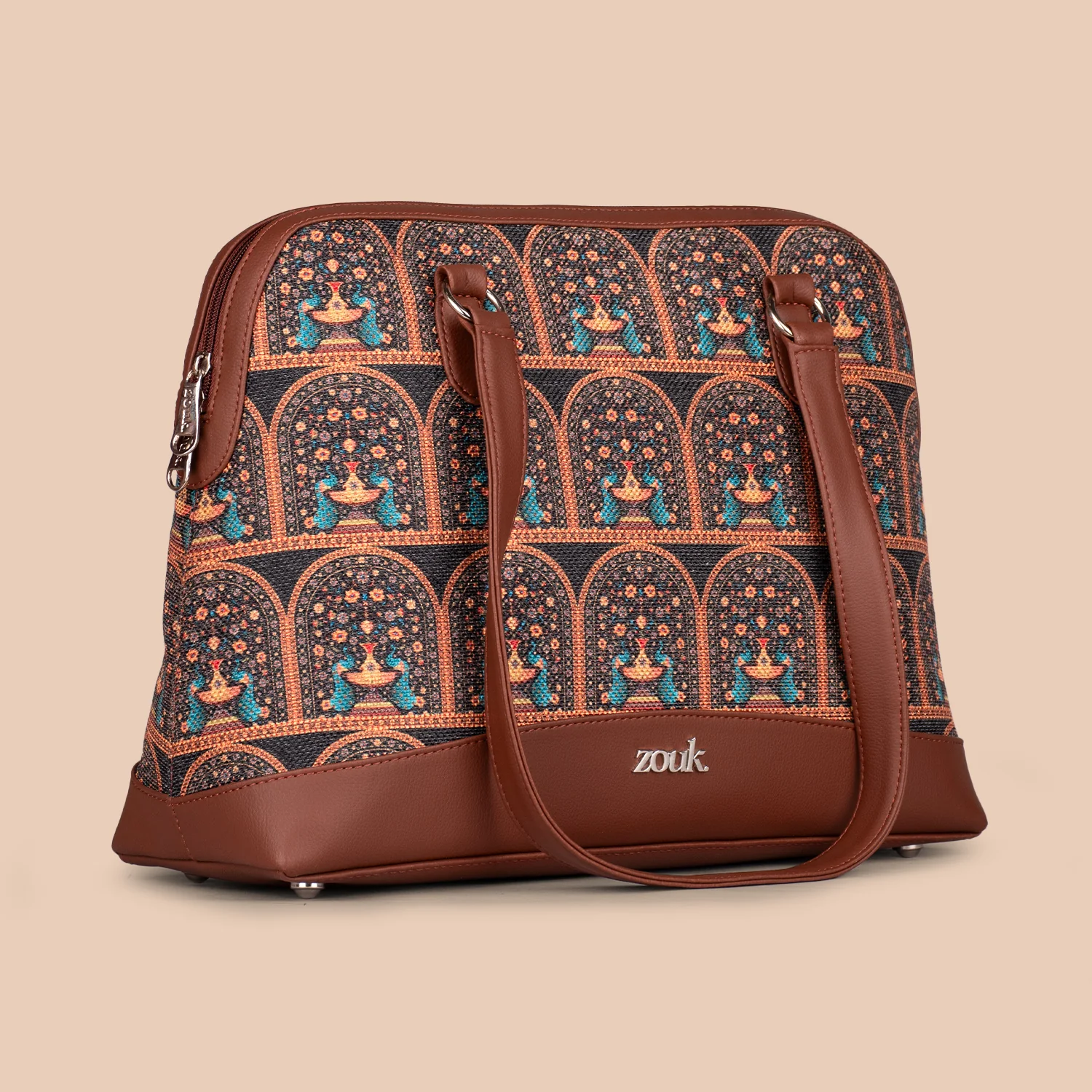 Royal Indian Peacock Motif Carry All Work Bag - Image 3