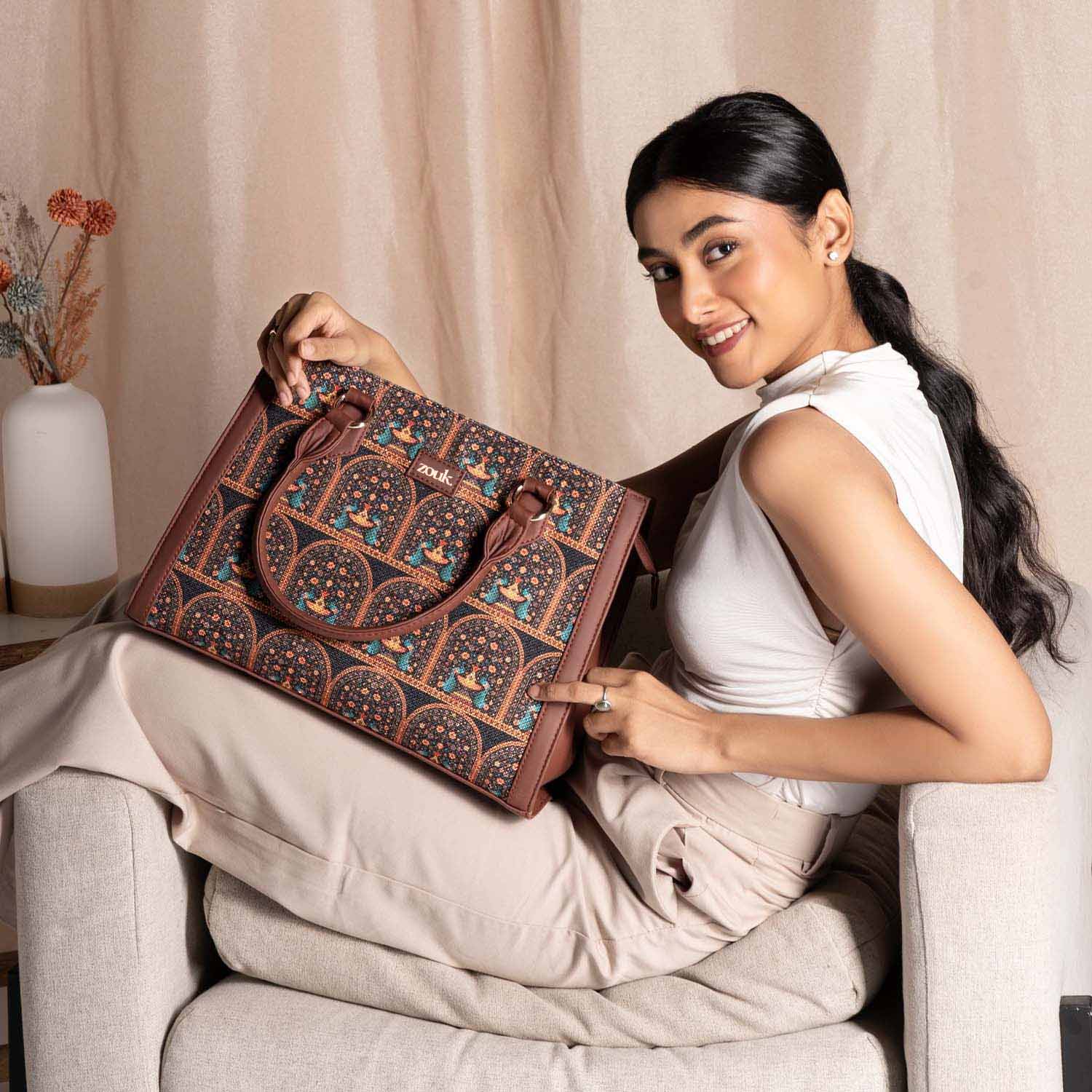 Royal Indian peacock Motif Classic Handbag - Image 2