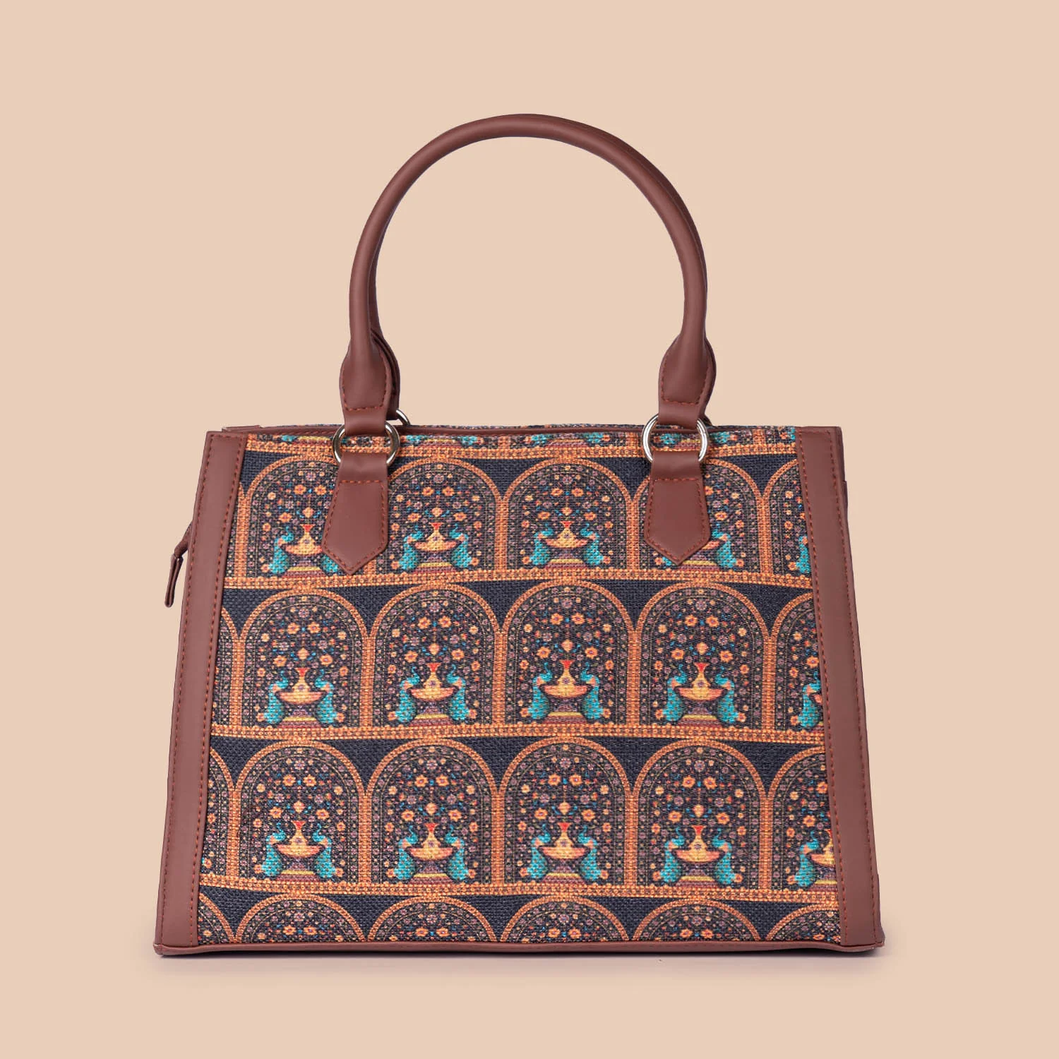 Royal Indian peacock Motif Classic Handbag - Image 3