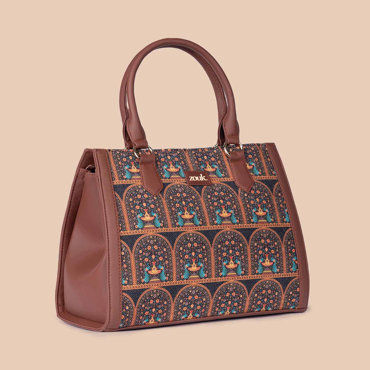 Royal Indian peacock Motif Classic Handbag - Image 4