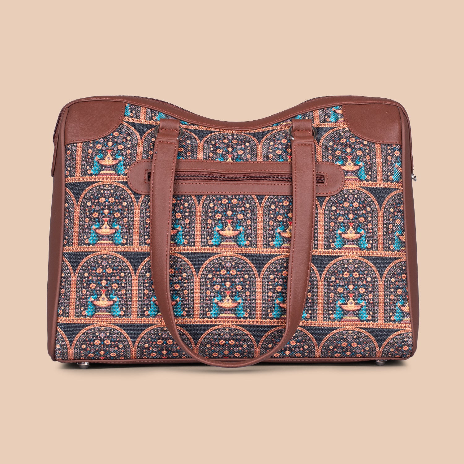 Royal Indian Peacock Motif Conference Office Bag - Image 3