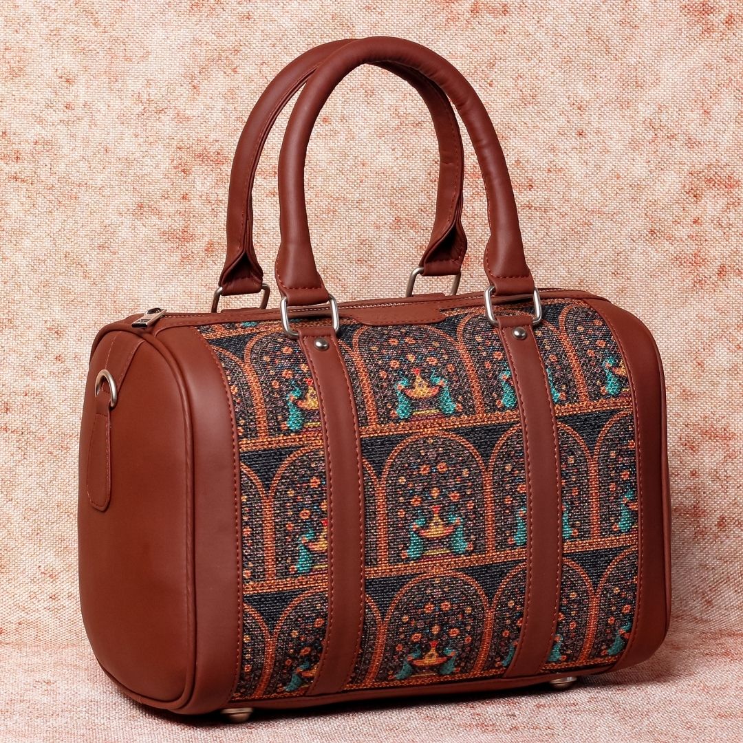 Royal Indian Peacock Motif Handbag - Image 3