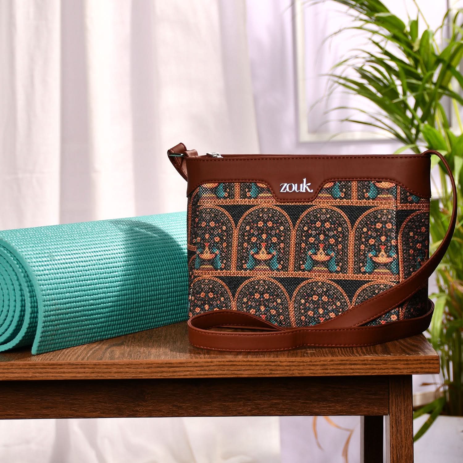 Royal Indian Peacock Motif Harmony Sling Bag - Image 2