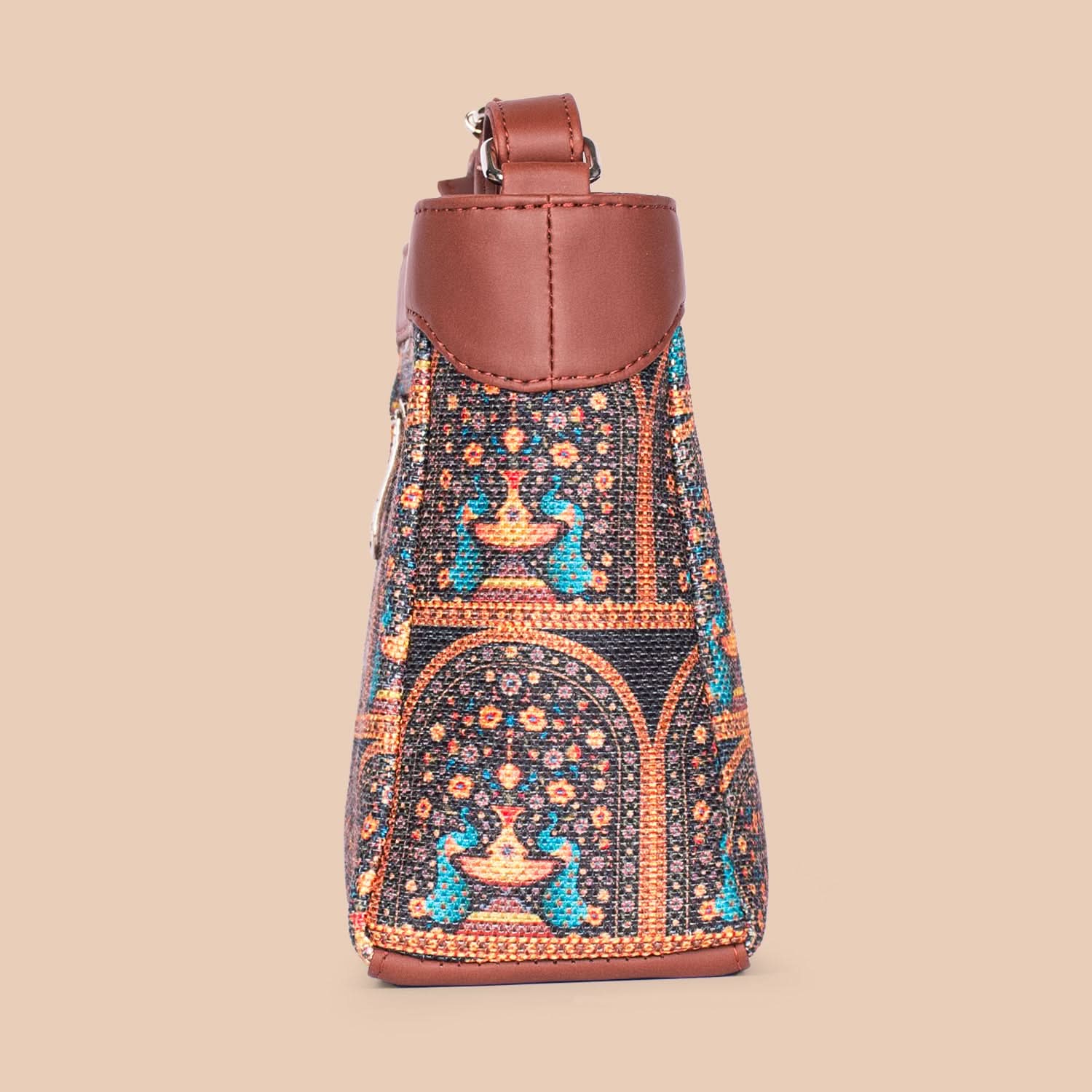 Royal Indian Peacock Motif Harmony Sling Bag - Image 7