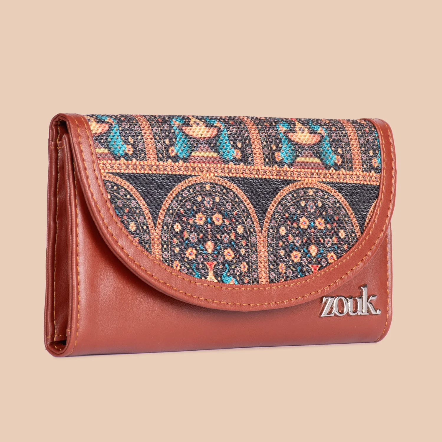 Royal Indian Peacock Motif Kyra Flap Wallet - Image 2