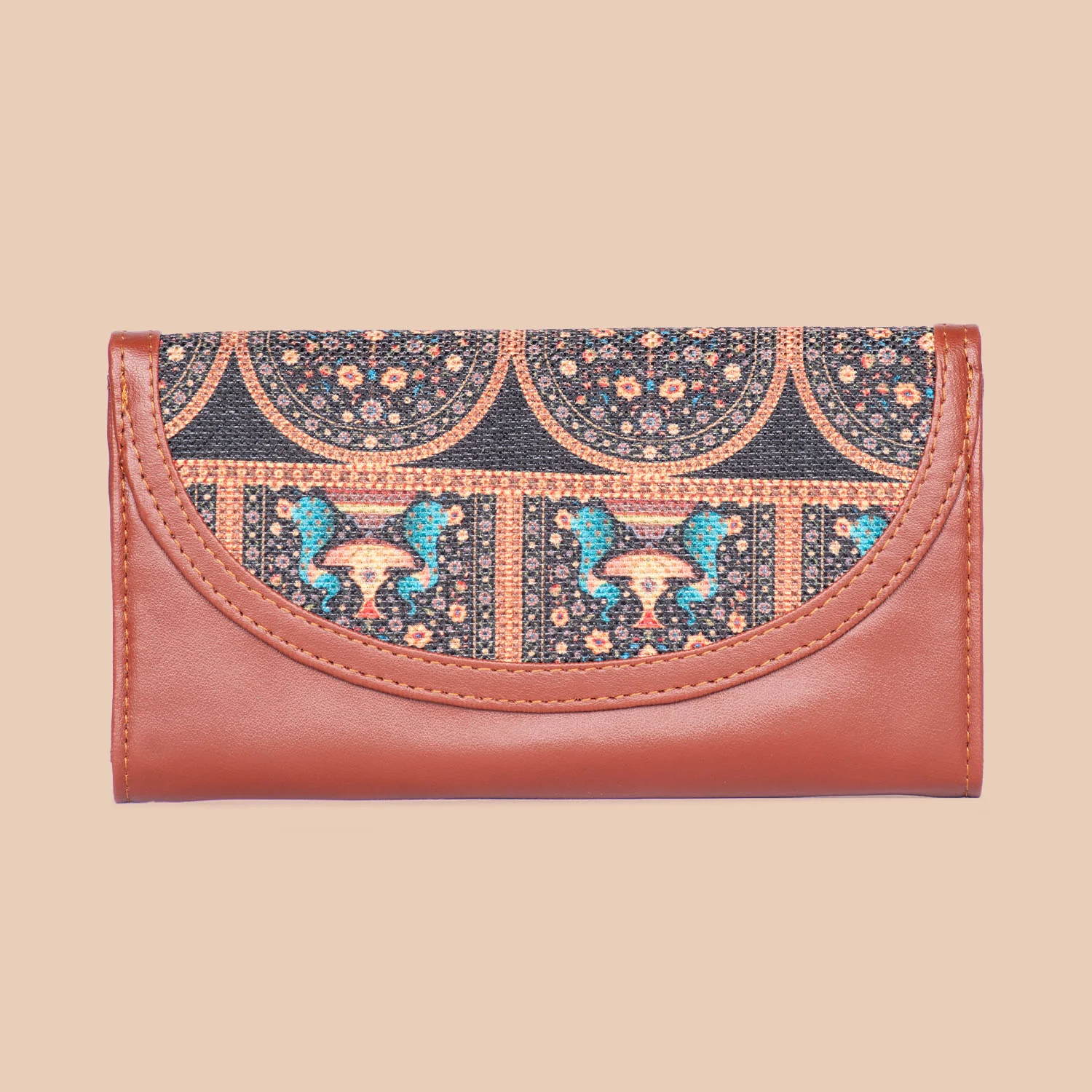 Royal Indian Peacock Motif Kyra Flap Wallet - Image 3