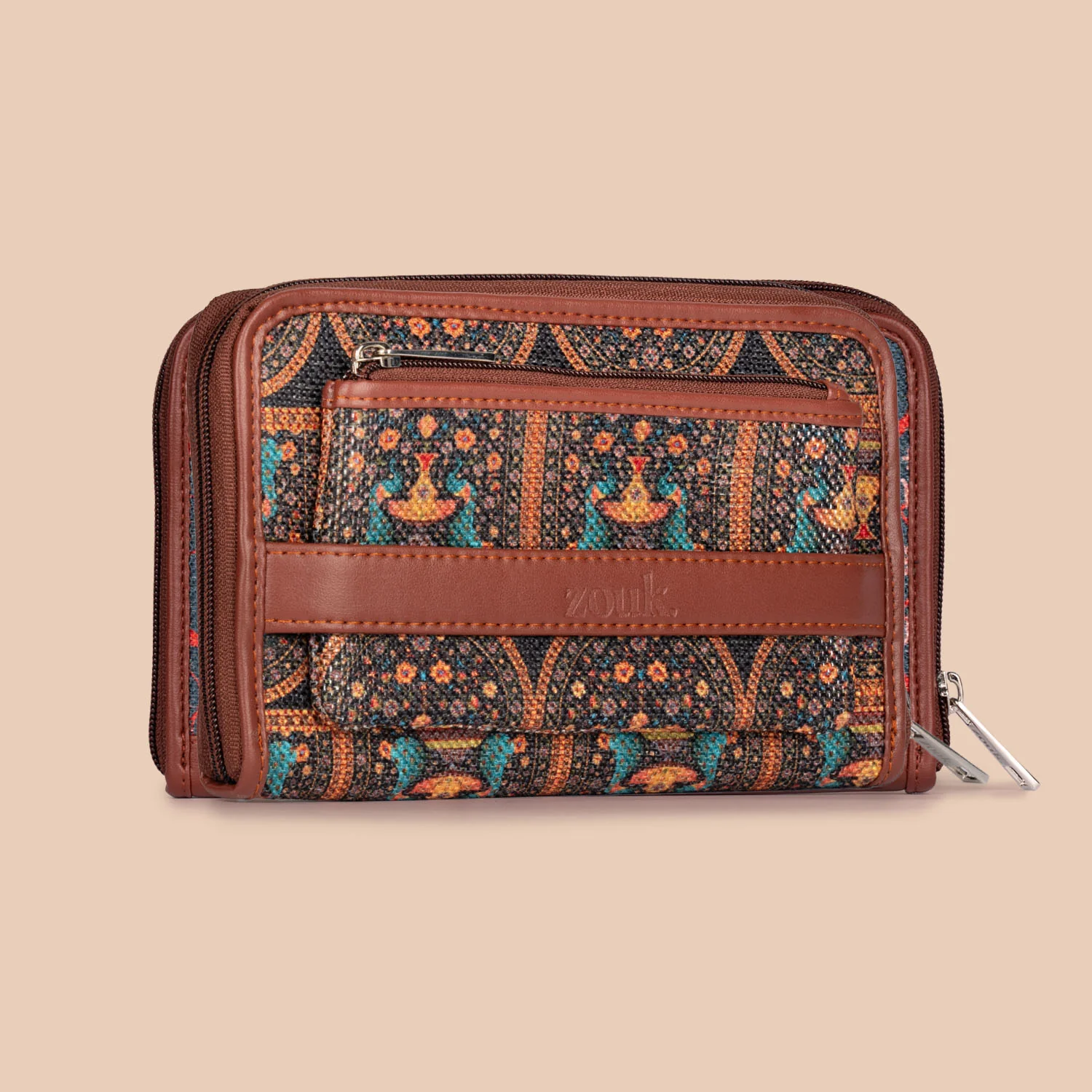 Royal Indian Peacock Motif - Office Bag & Classic Zipper Wallet Combo - Image 6