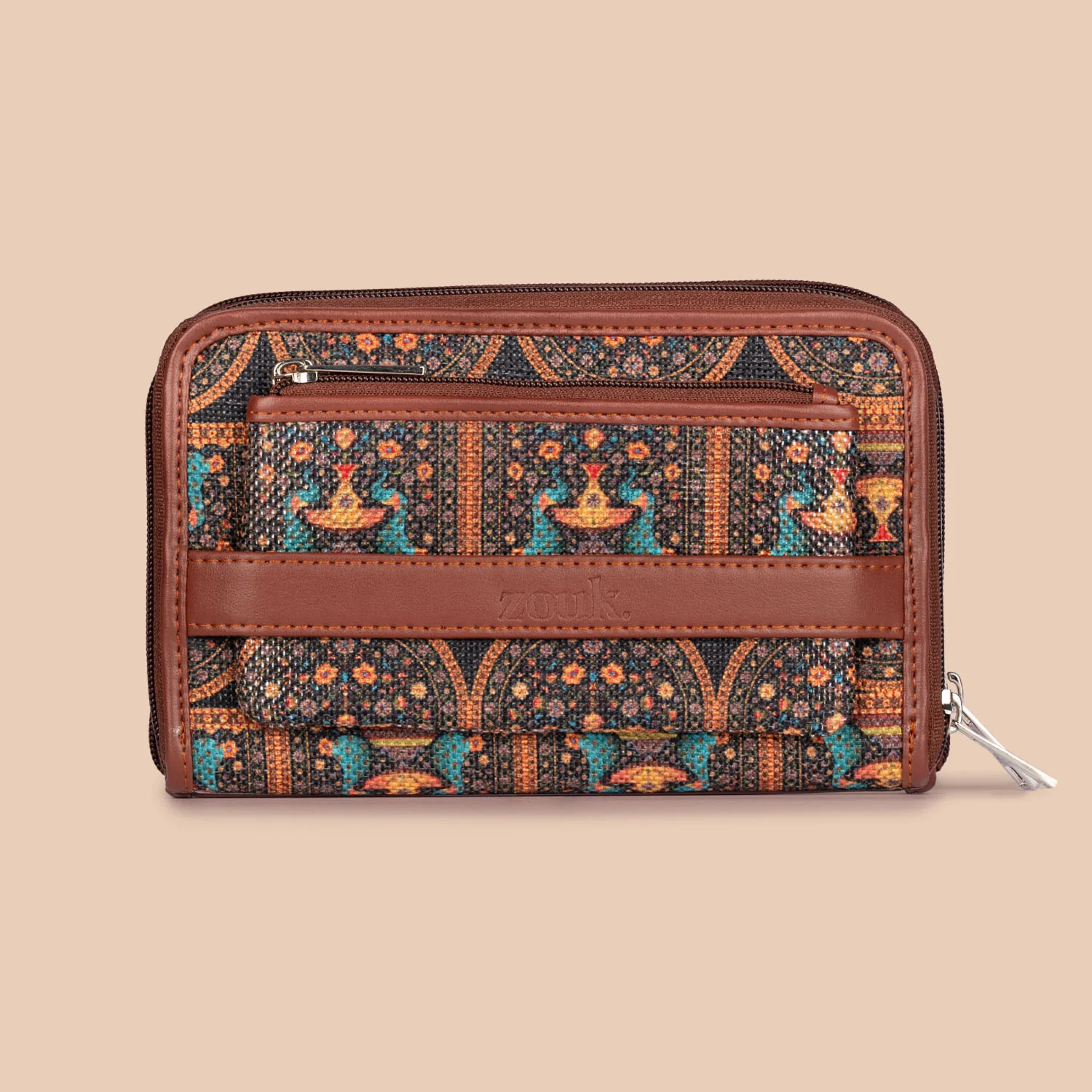 Royal Indian Peacock Motif - Office Bag & Classic Zipper Wallet Combo - Image 7