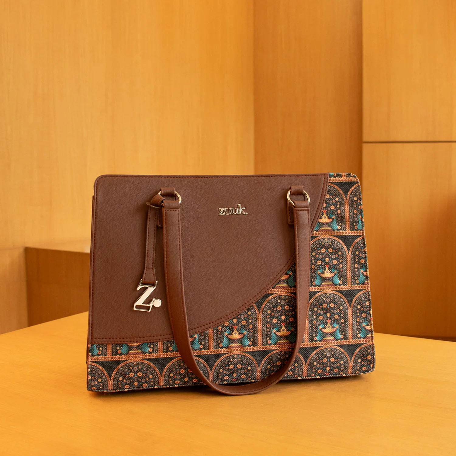 Royal Indian Peacock Motif Office Essential Bag