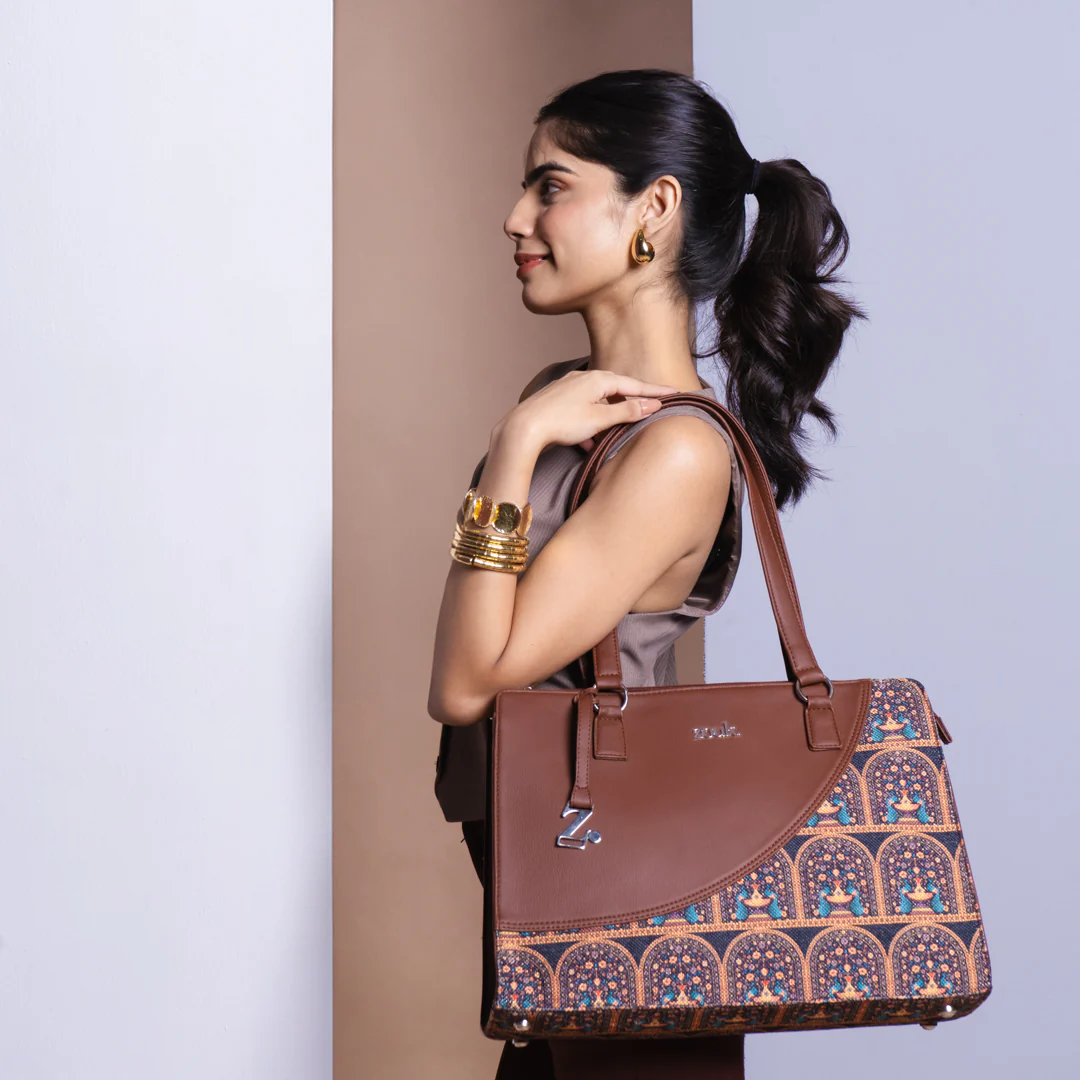 Royal Indian Peacock Motif Office Essential Bag - Image 2
