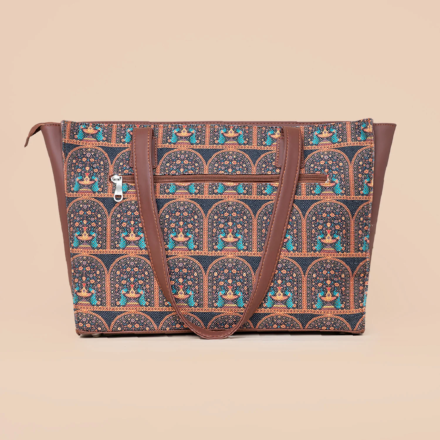 Royal Indian Peacock Motif Office Tote Bag - Image 2